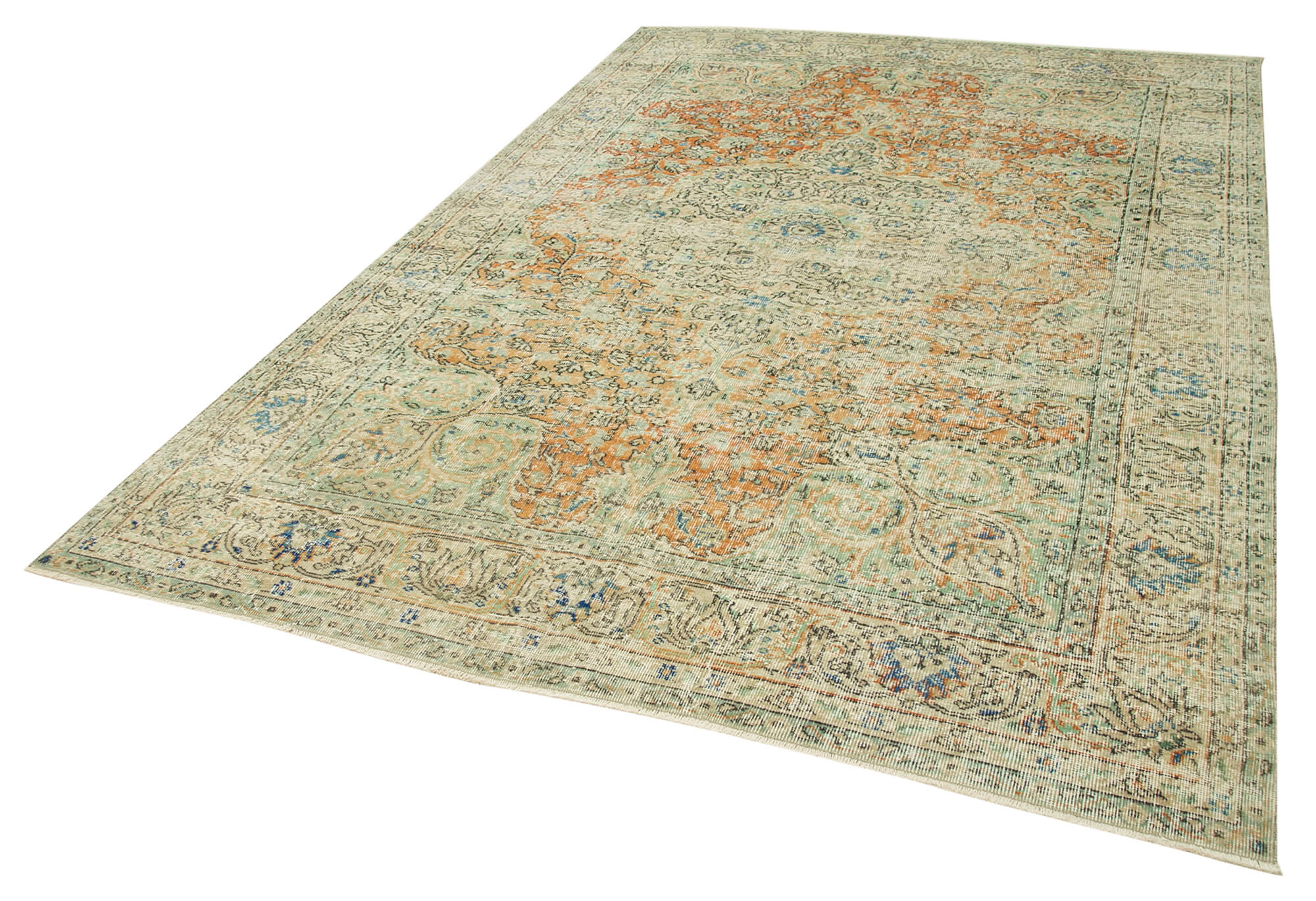 7 x 10 Beige Turkish Vintage Area Rug - 4965