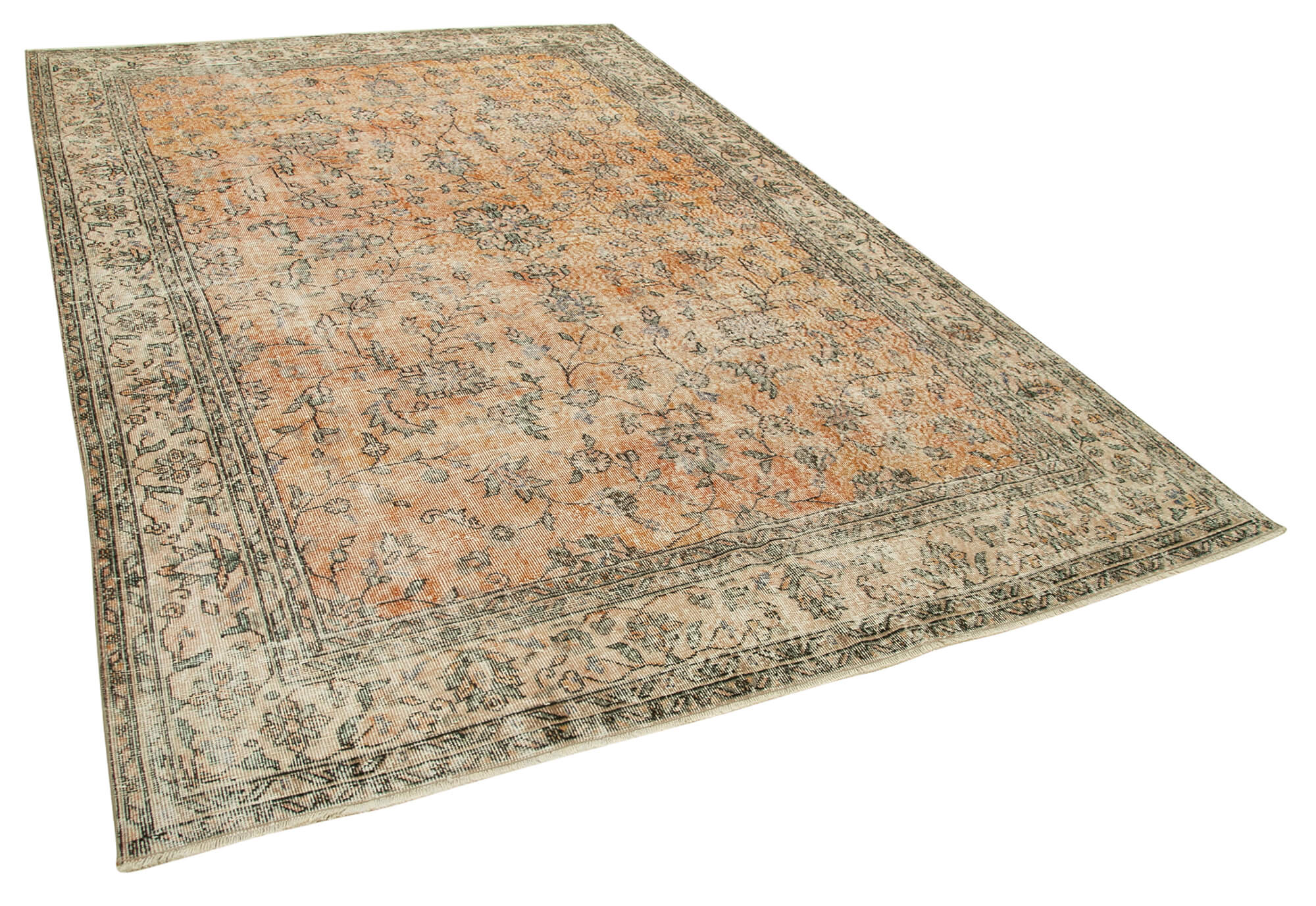 7 x 11 Beige Turkish Vintage Area Rug - 4968