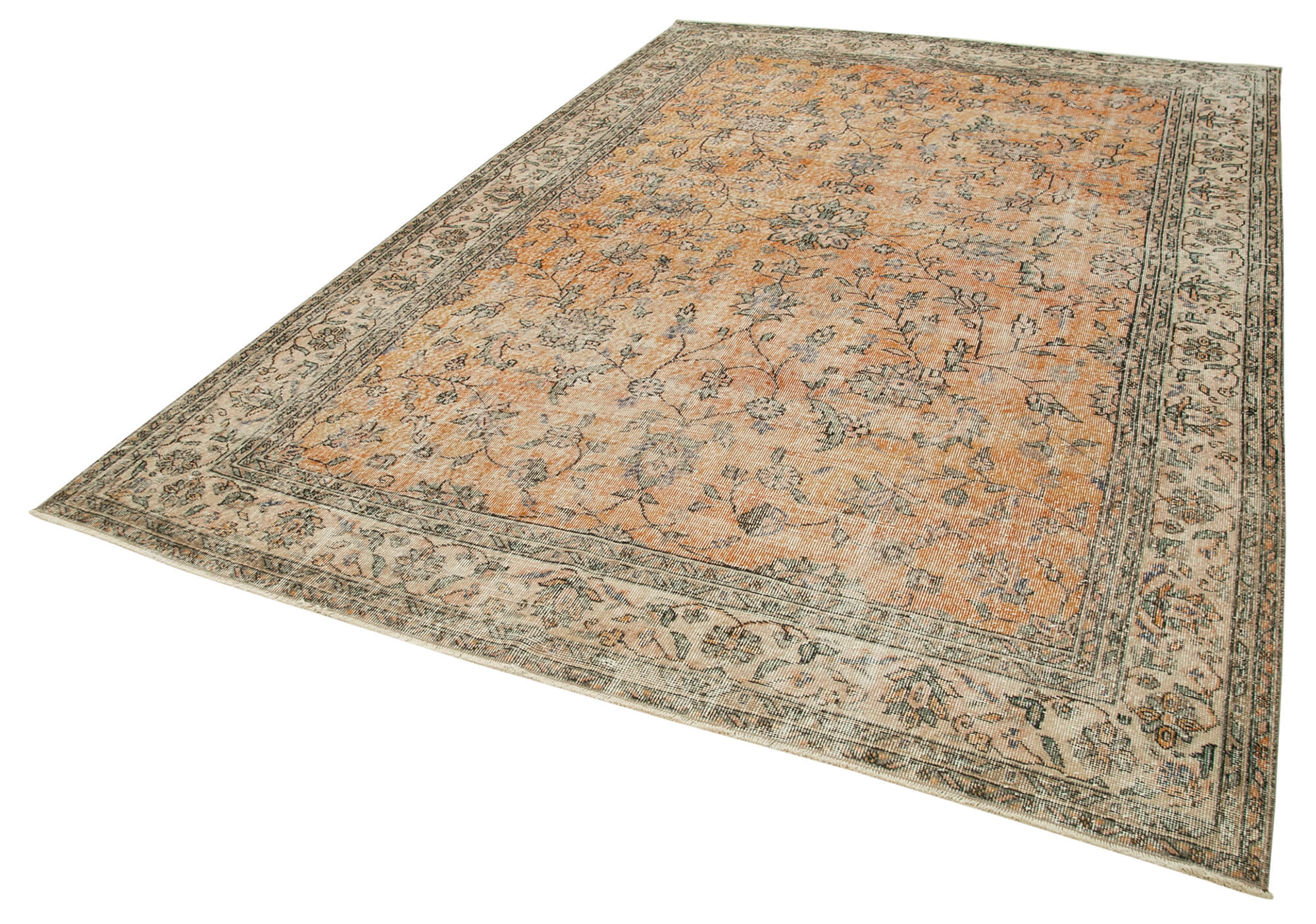 7 x 11 Beige Turkish Vintage Area Rug - 4968