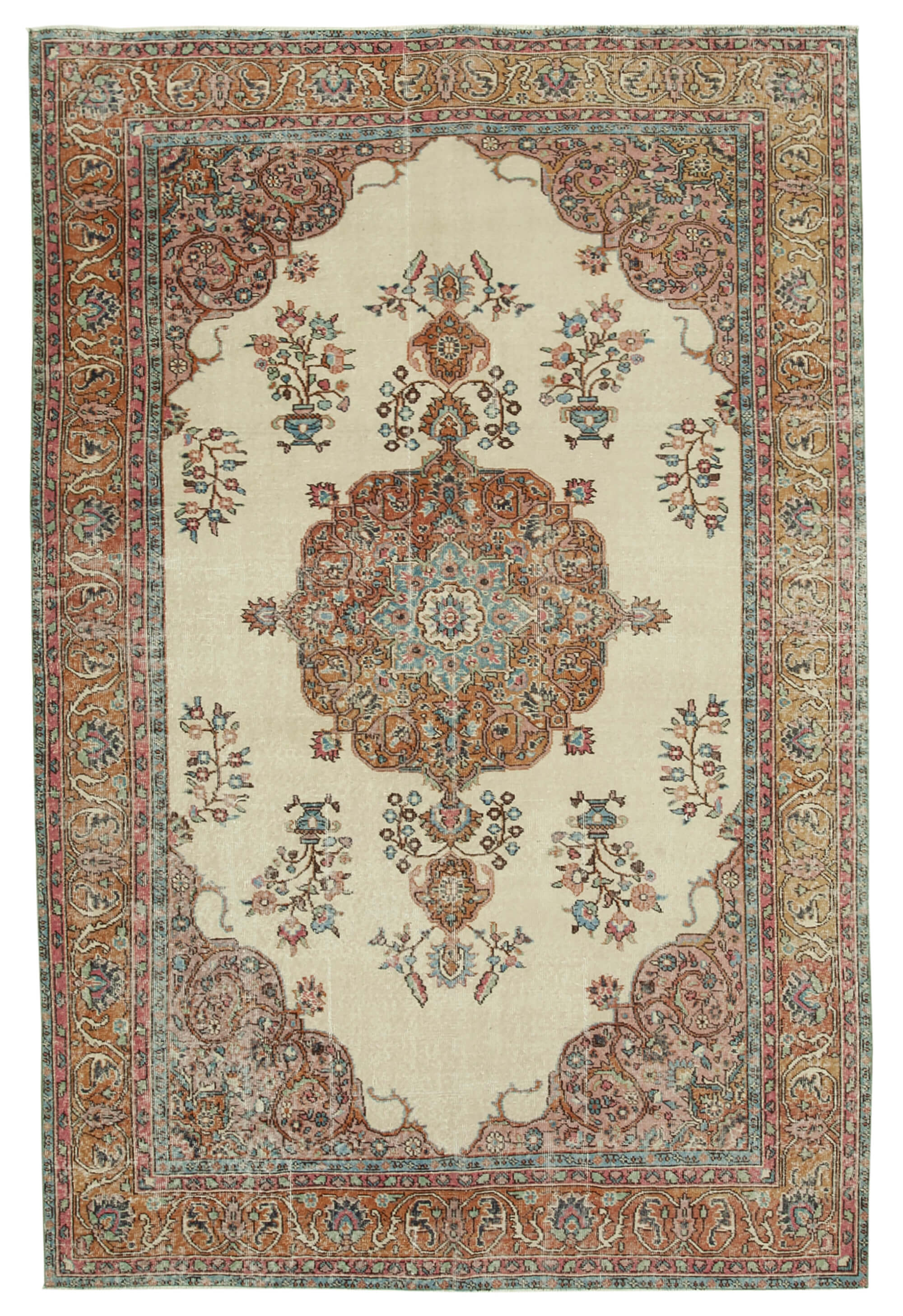 6 x 10 Beige Turkish Vintage Area Rug - 4969