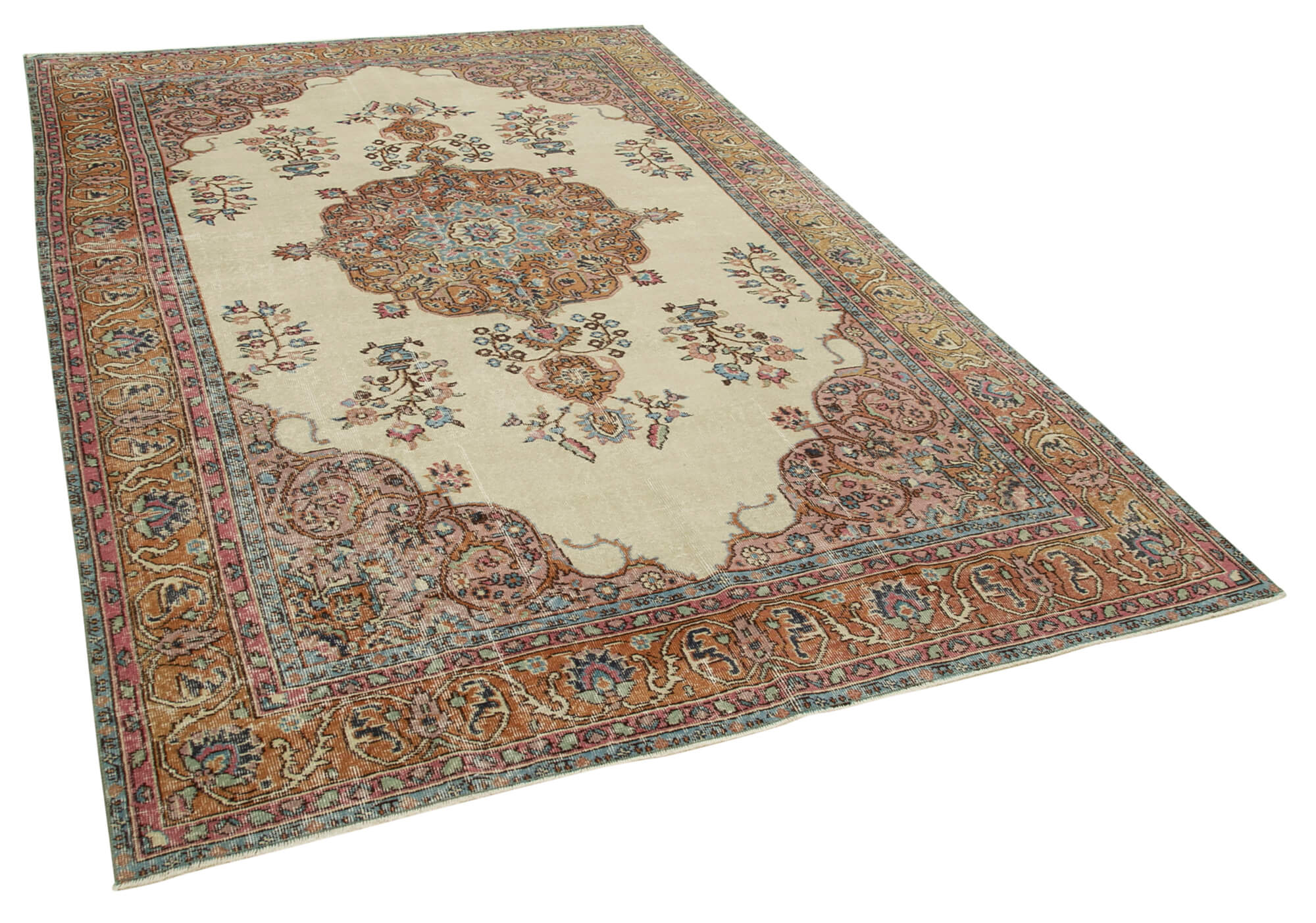 6 x 10 Beige Turkish Vintage Area Rug - 4969