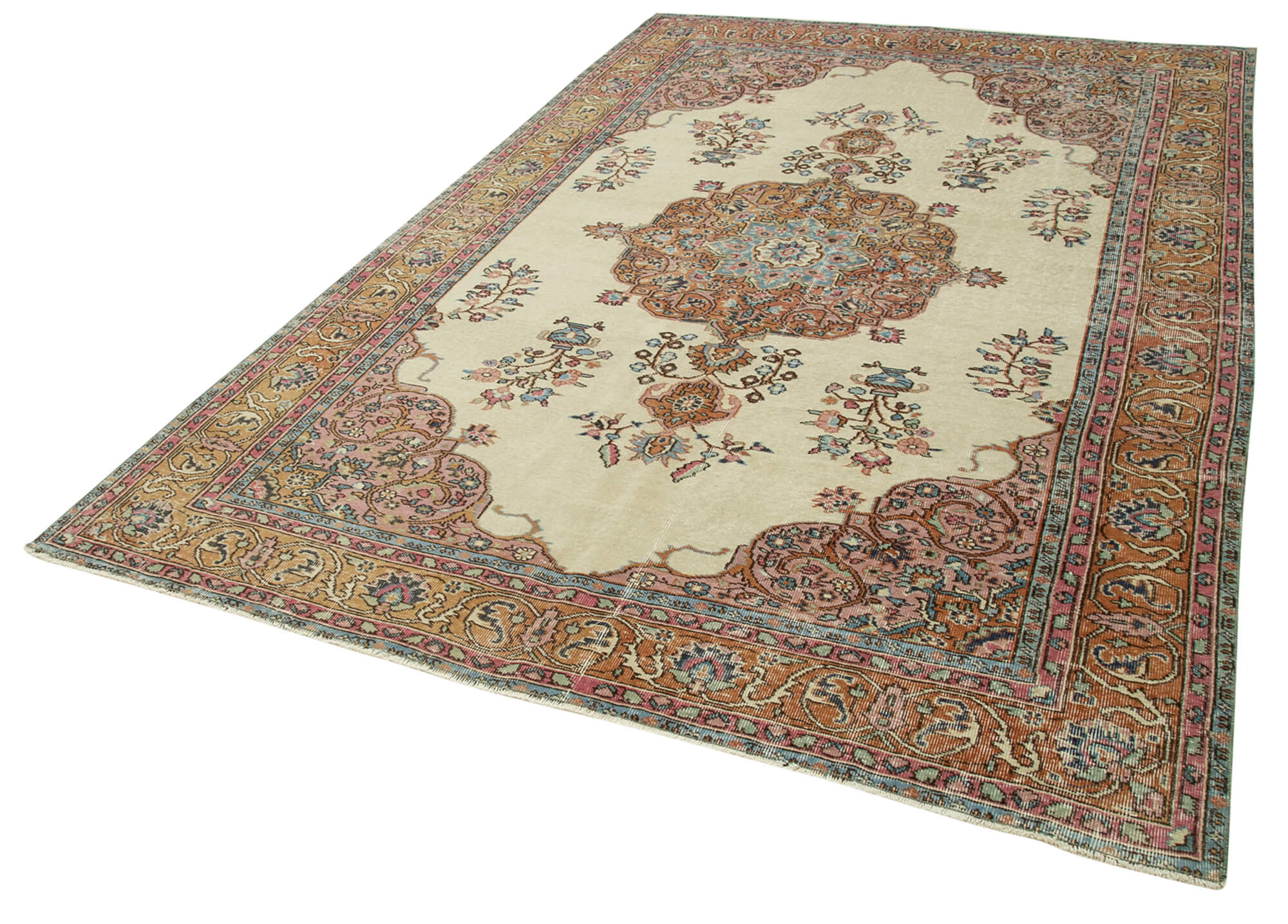 6 x 10 Beige Turkish Vintage Area Rug - 4969