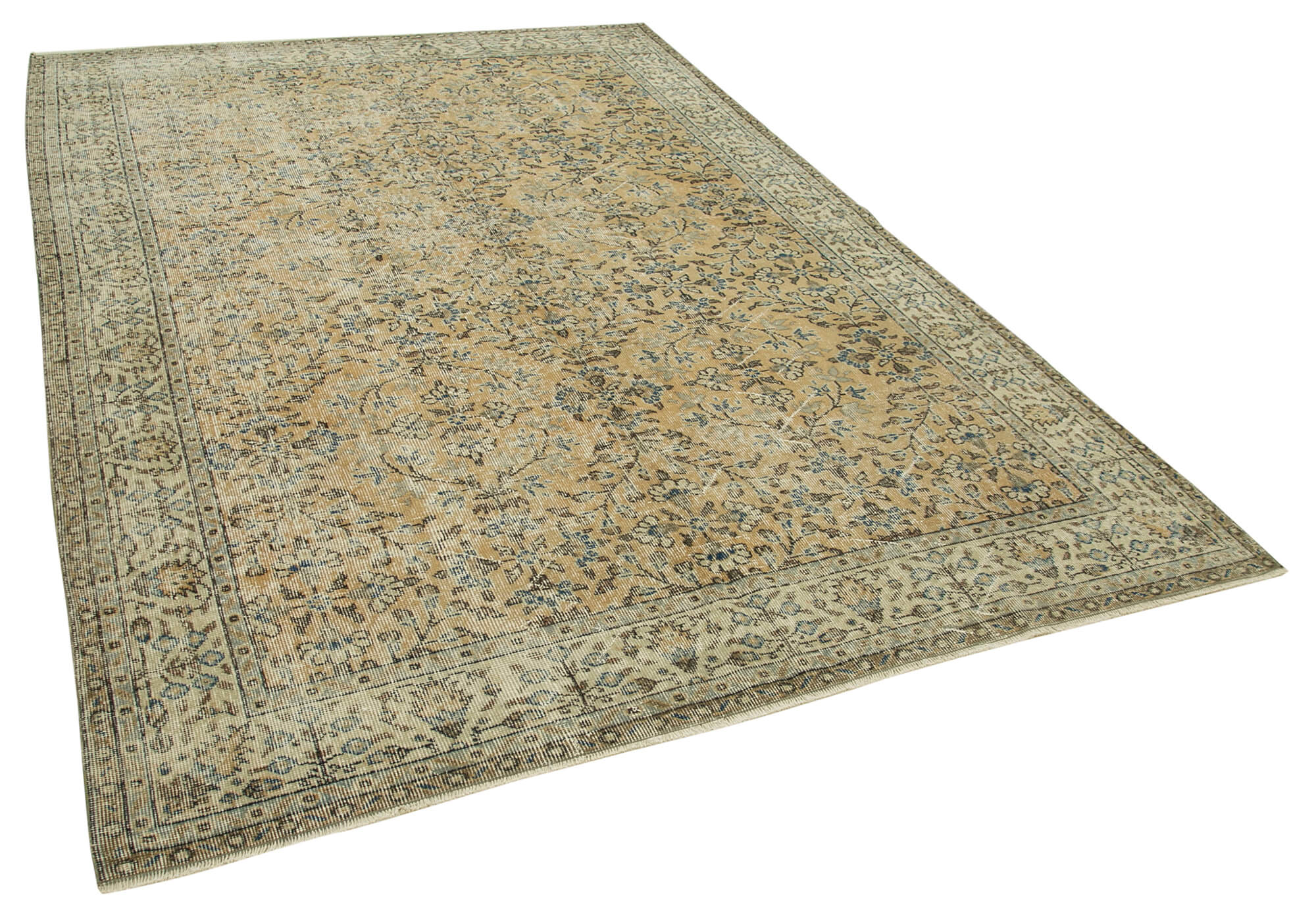 7 x 10 Beige Turkish Vintage Area Rug - 4970