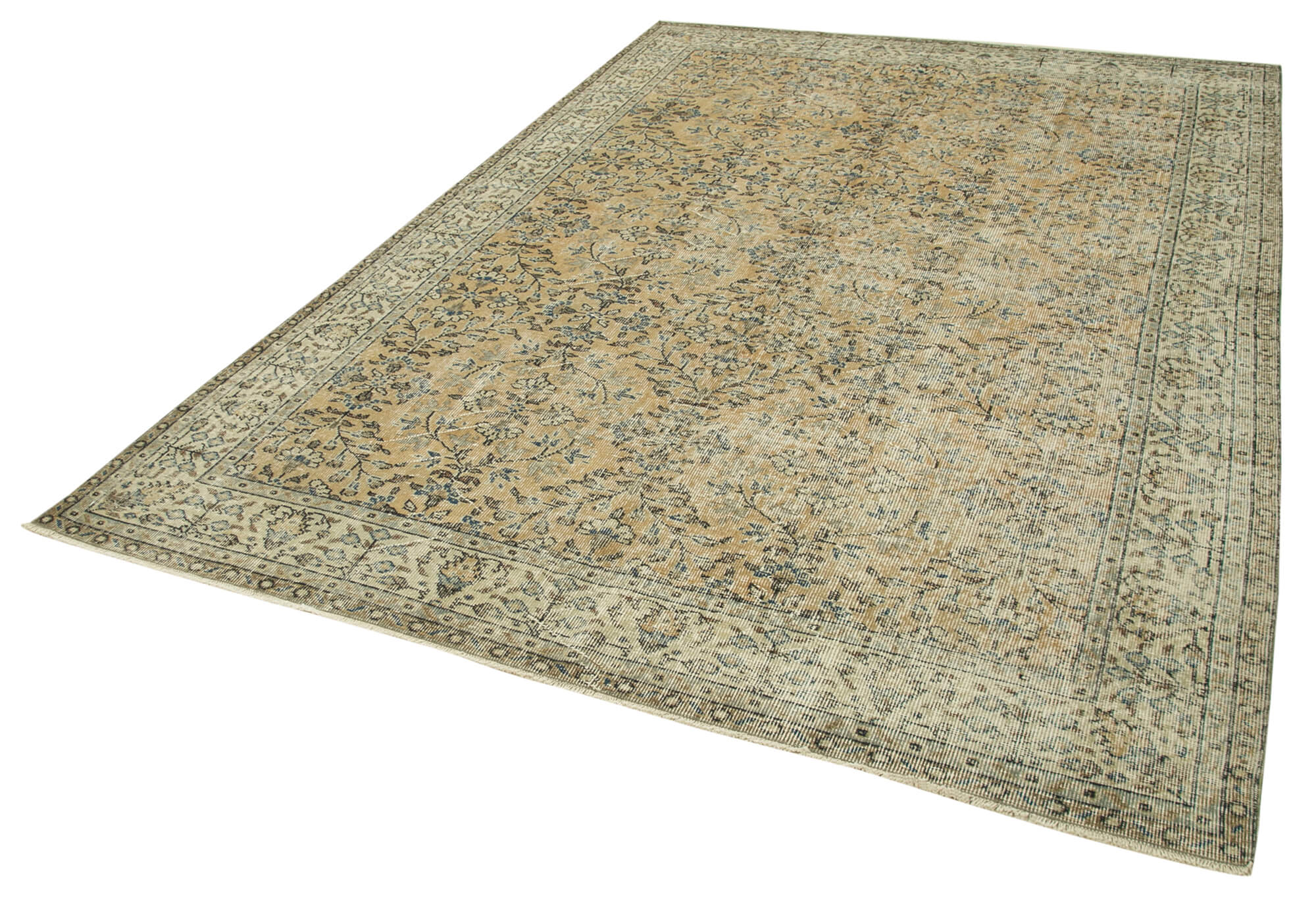 7 x 10 Beige Turkish Vintage Area Rug - 4970