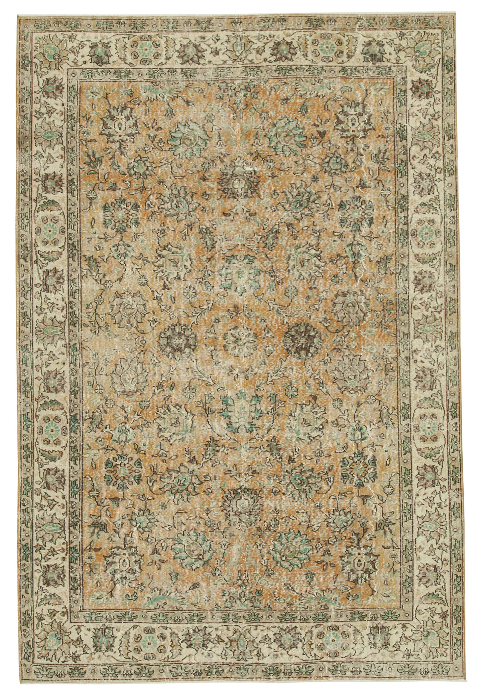 7 x 10 Beige Turkish Vintage Area Rug - 4971