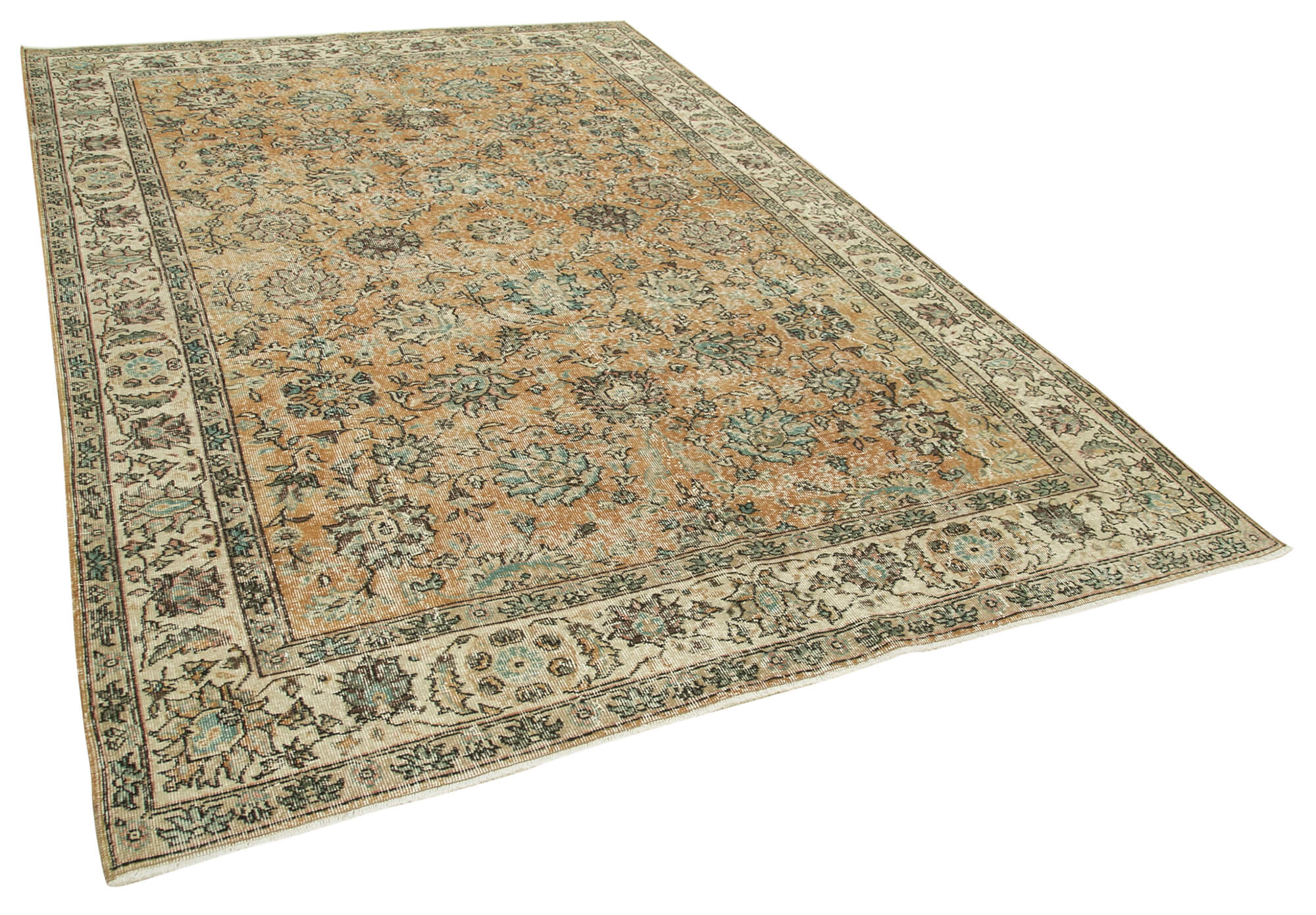 7 x 10 Beige Turkish Vintage Area Rug - 4971