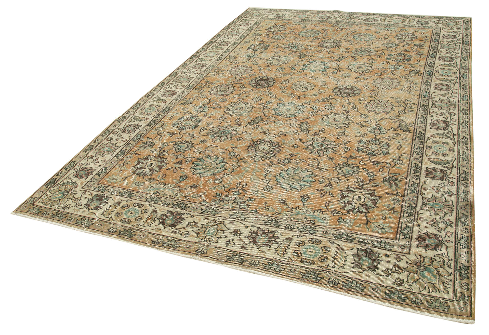 7 x 10 Beige Turkish Vintage Area Rug - 4971