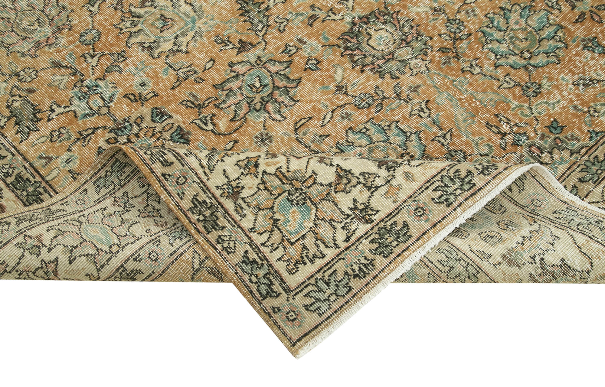 7 x 10 Beige Turkish Vintage Area Rug - 4971