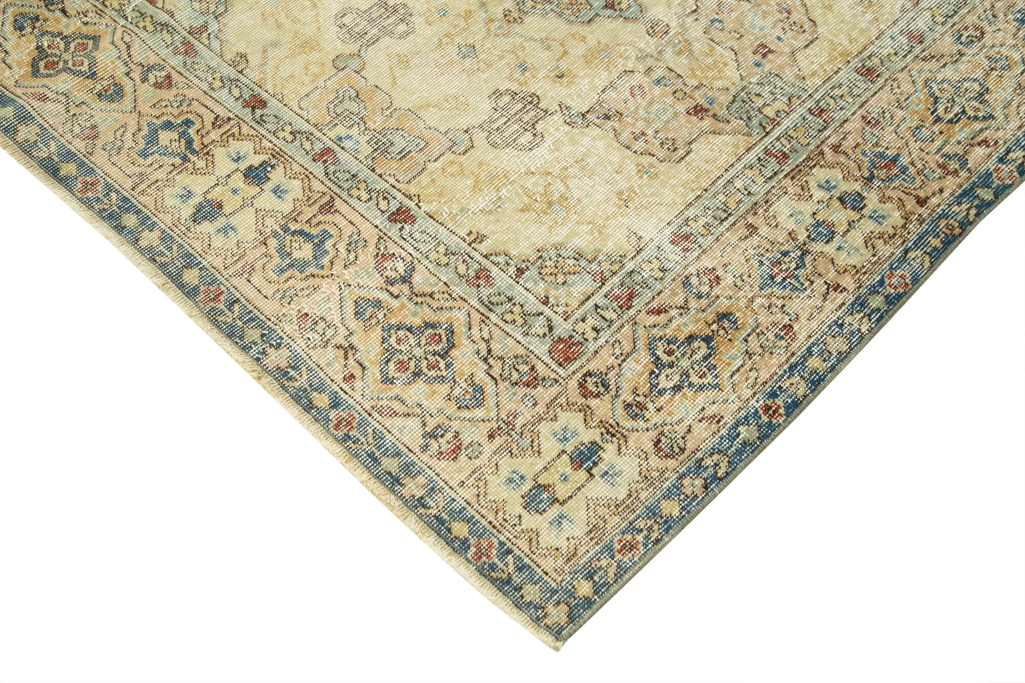 7 x 9 Beige Turkish Vintage Area Rug - 4972