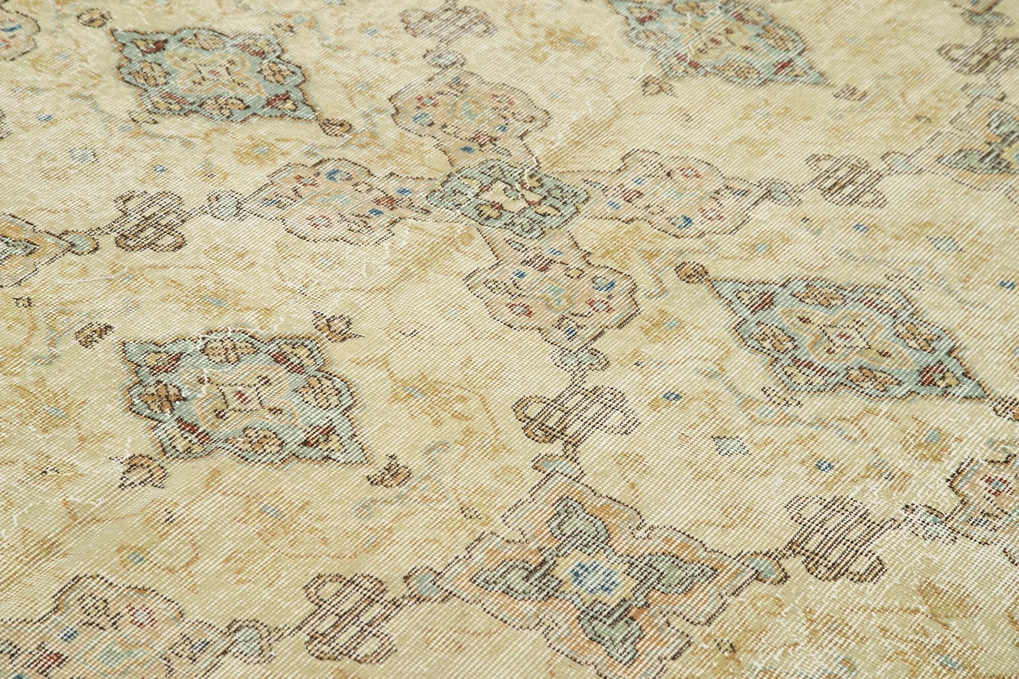 7 x 9 Beige Turkish Vintage Area Rug - 4972