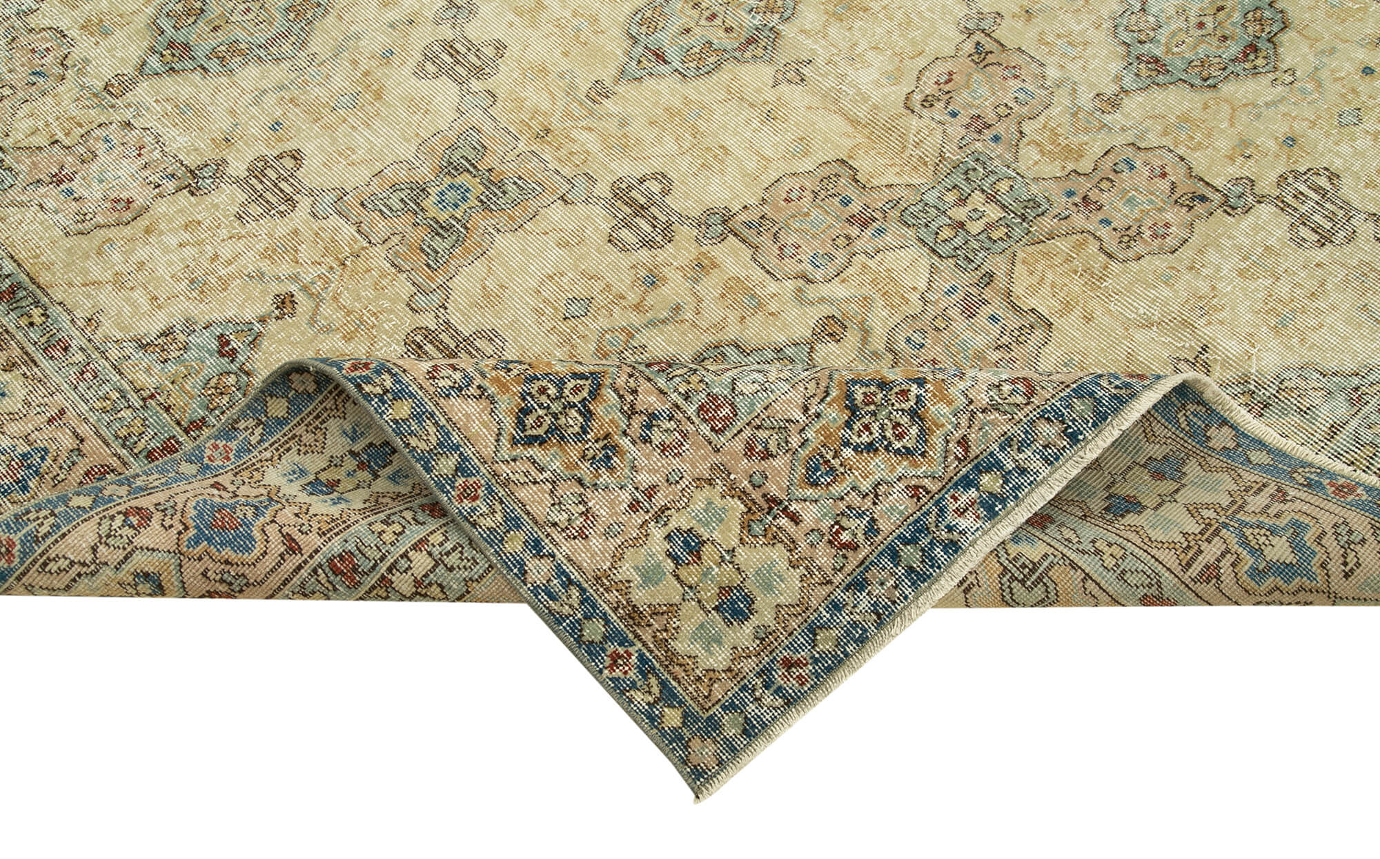 7 x 9 Beige Turkish Vintage Area Rug - 4972