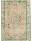 7 x 10 Beige Turkish Vintage Area Rug - 4975