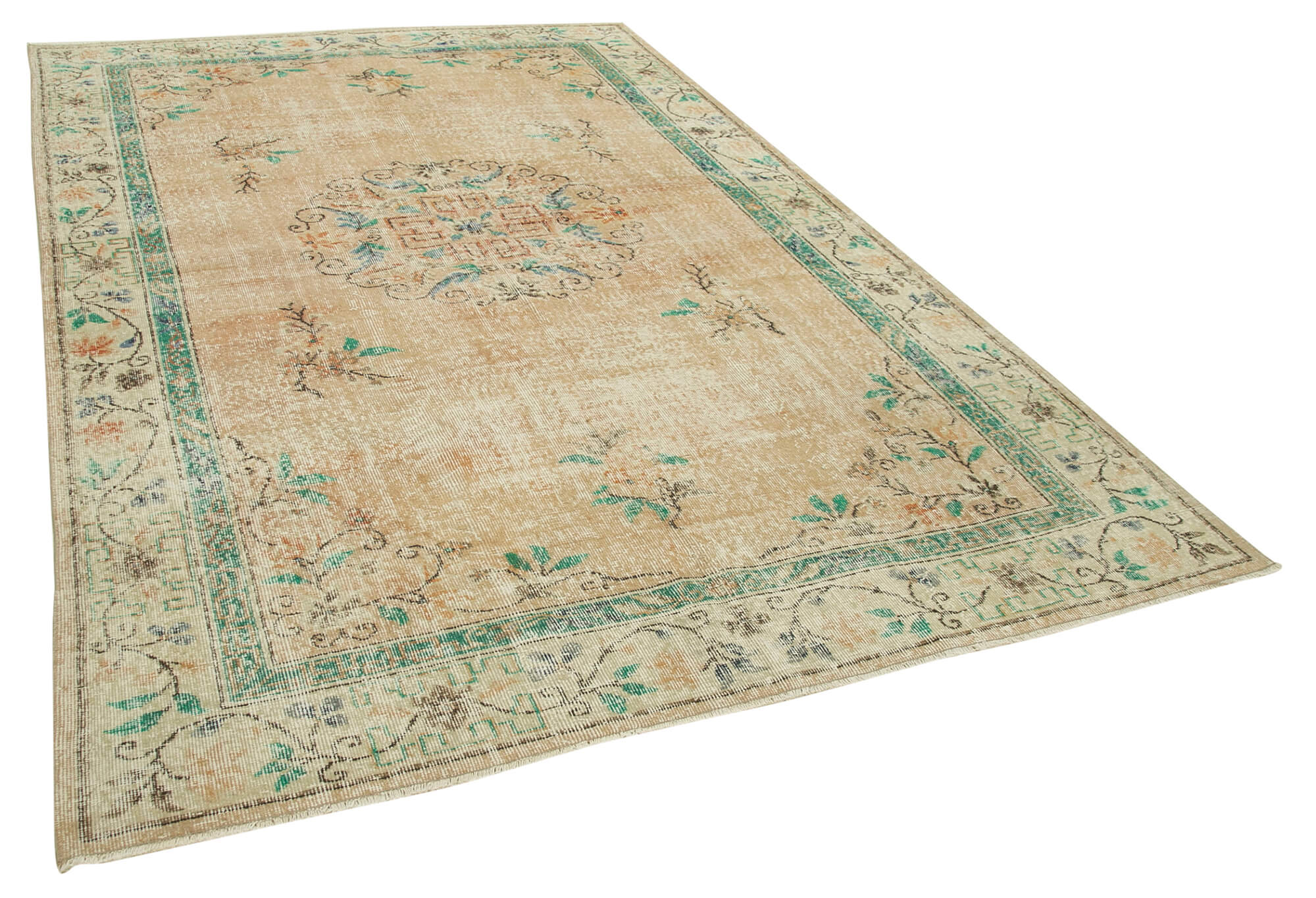 7 x 10 Beige Turkish Vintage Area Rug - 4975