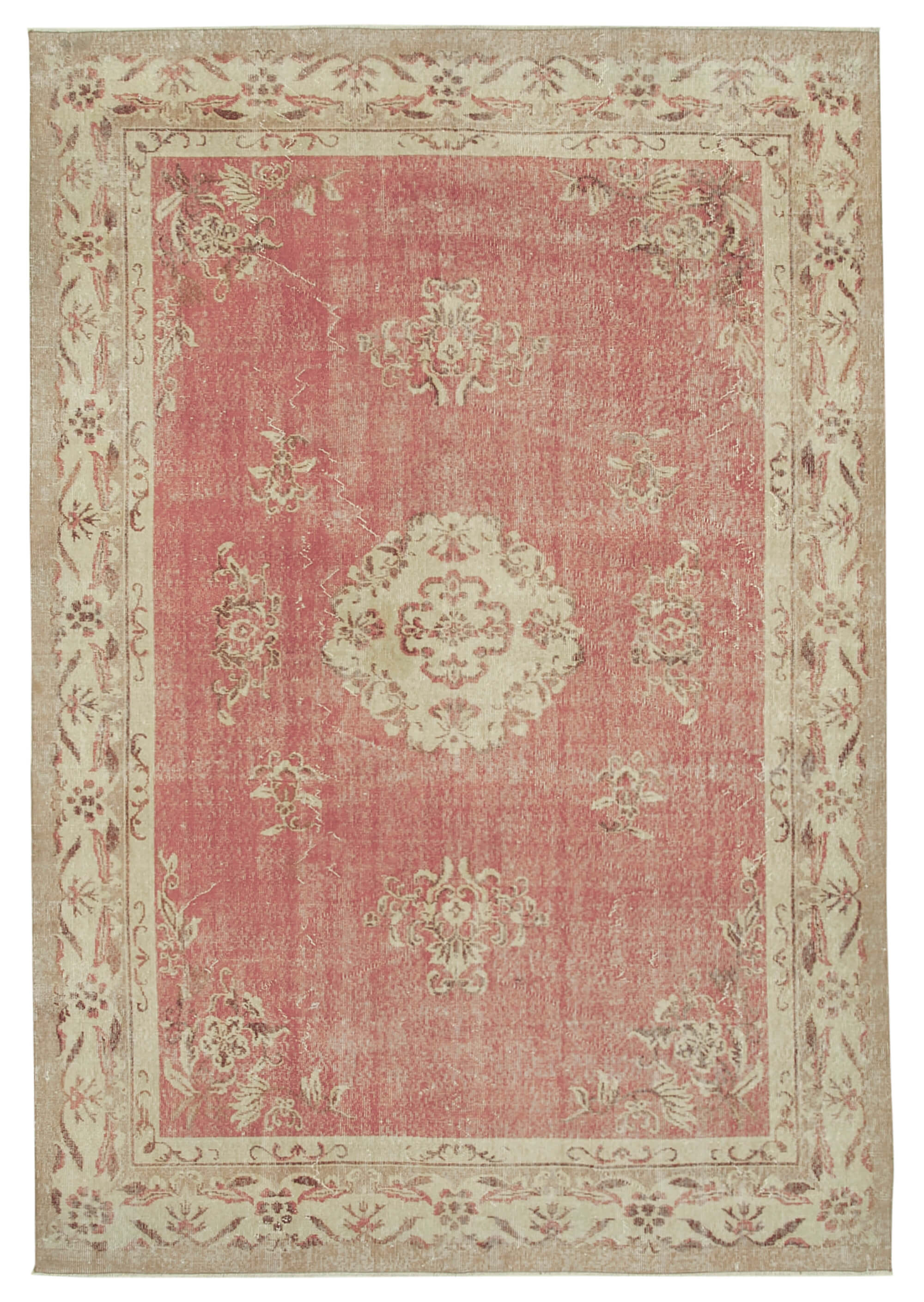 7 x 10 Beige Turkish Vintage Area Rug - 4977