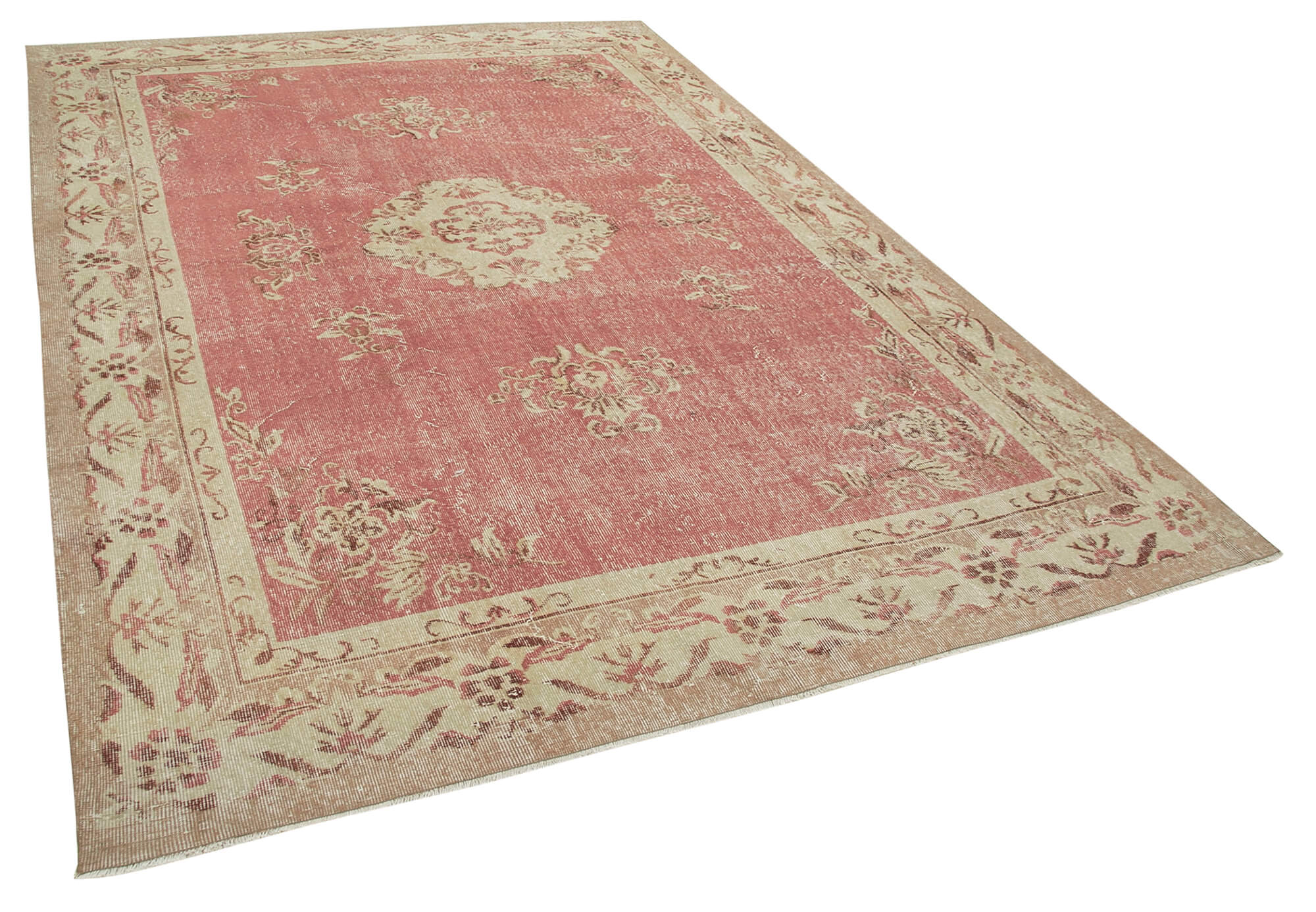 7 x 10 Beige Turkish Vintage Area Rug - 4977