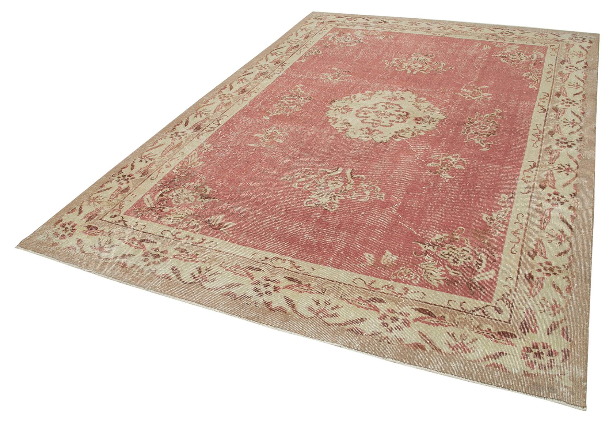 7 x 10 Beige Turkish Vintage Area Rug - 4977