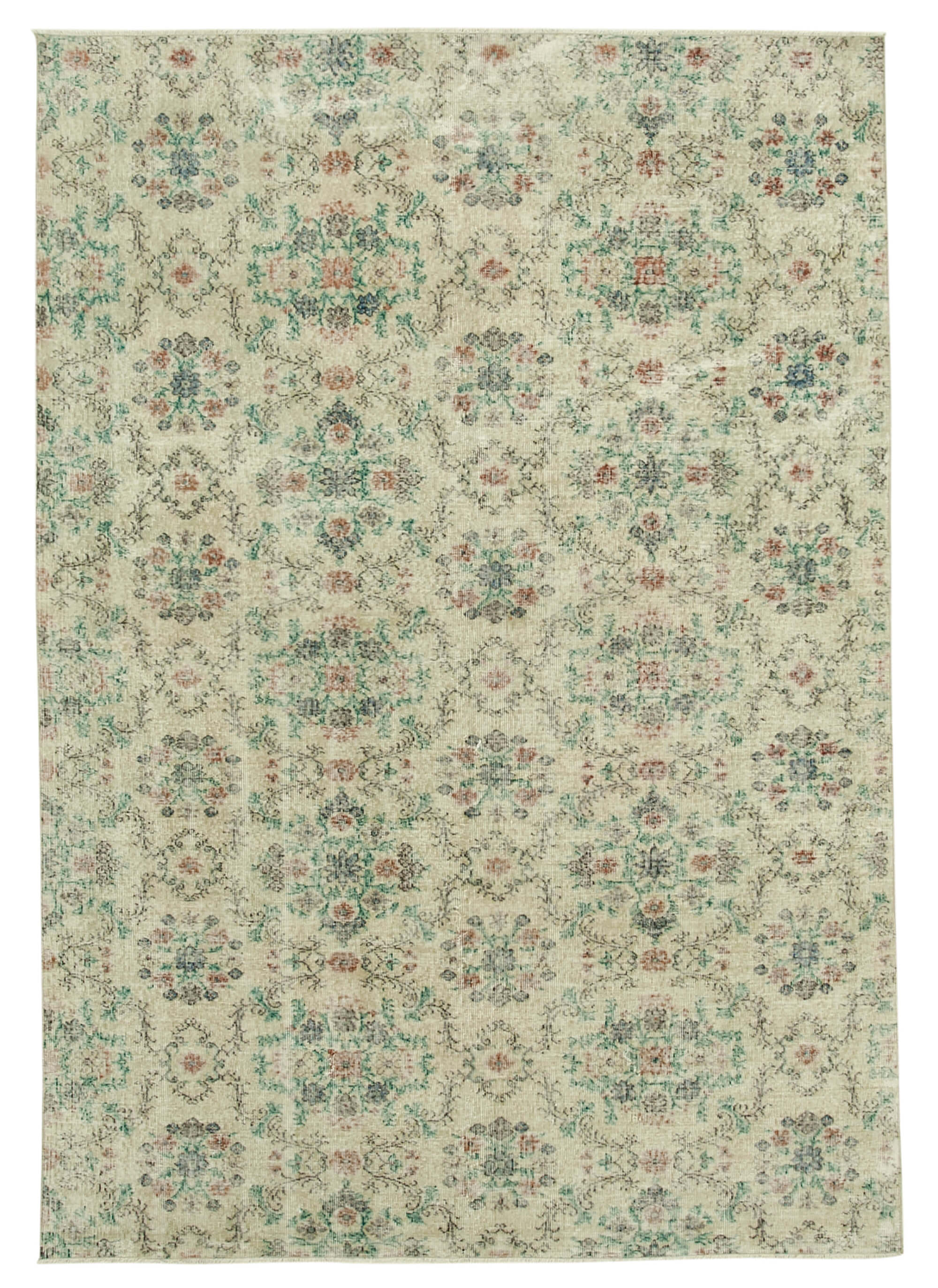 7 x 10 Beige Turkish Vintage Area Rug - 4979