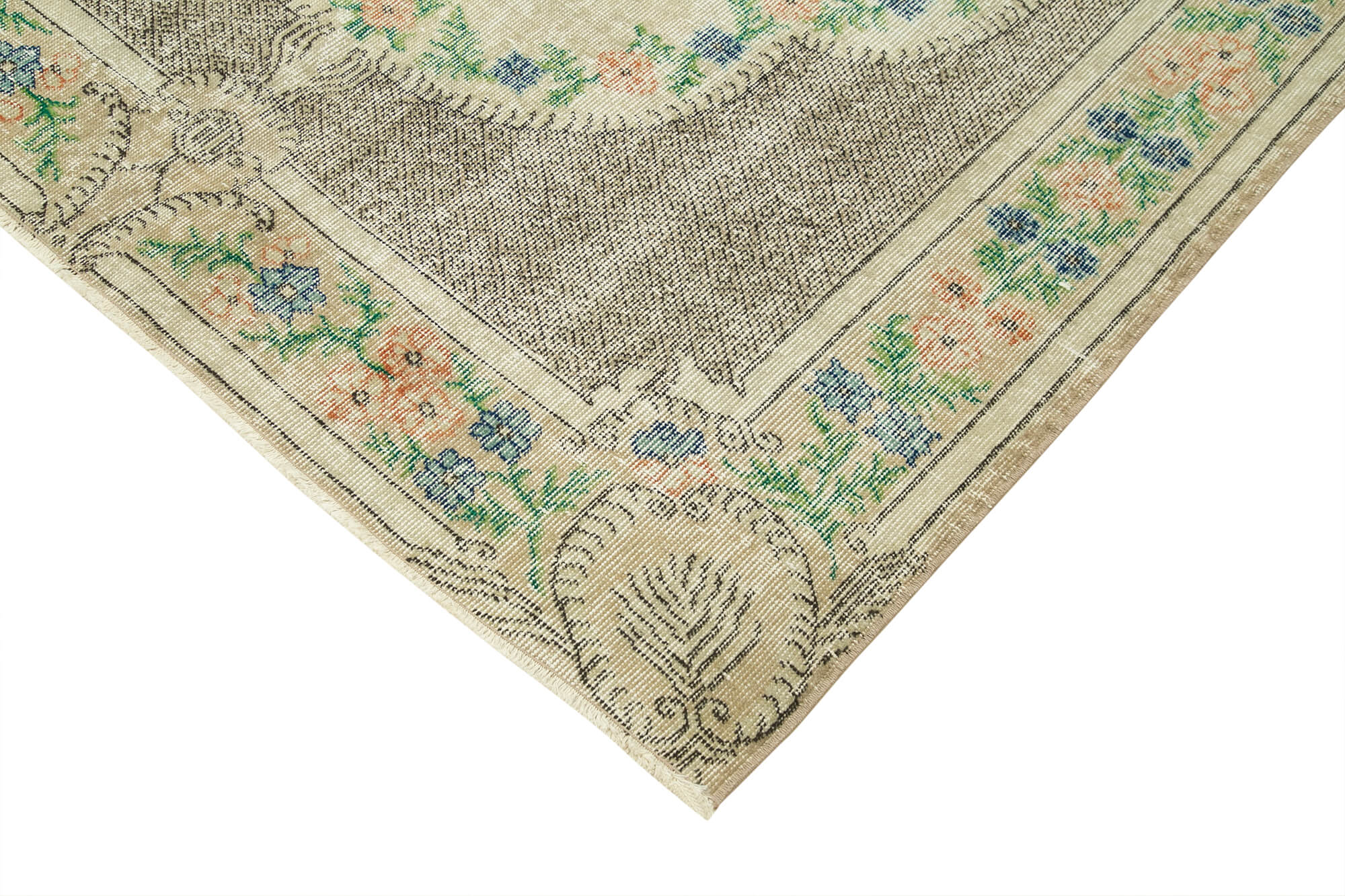 5 x 9 Beige Turkish Vintage Area Rug - 4982