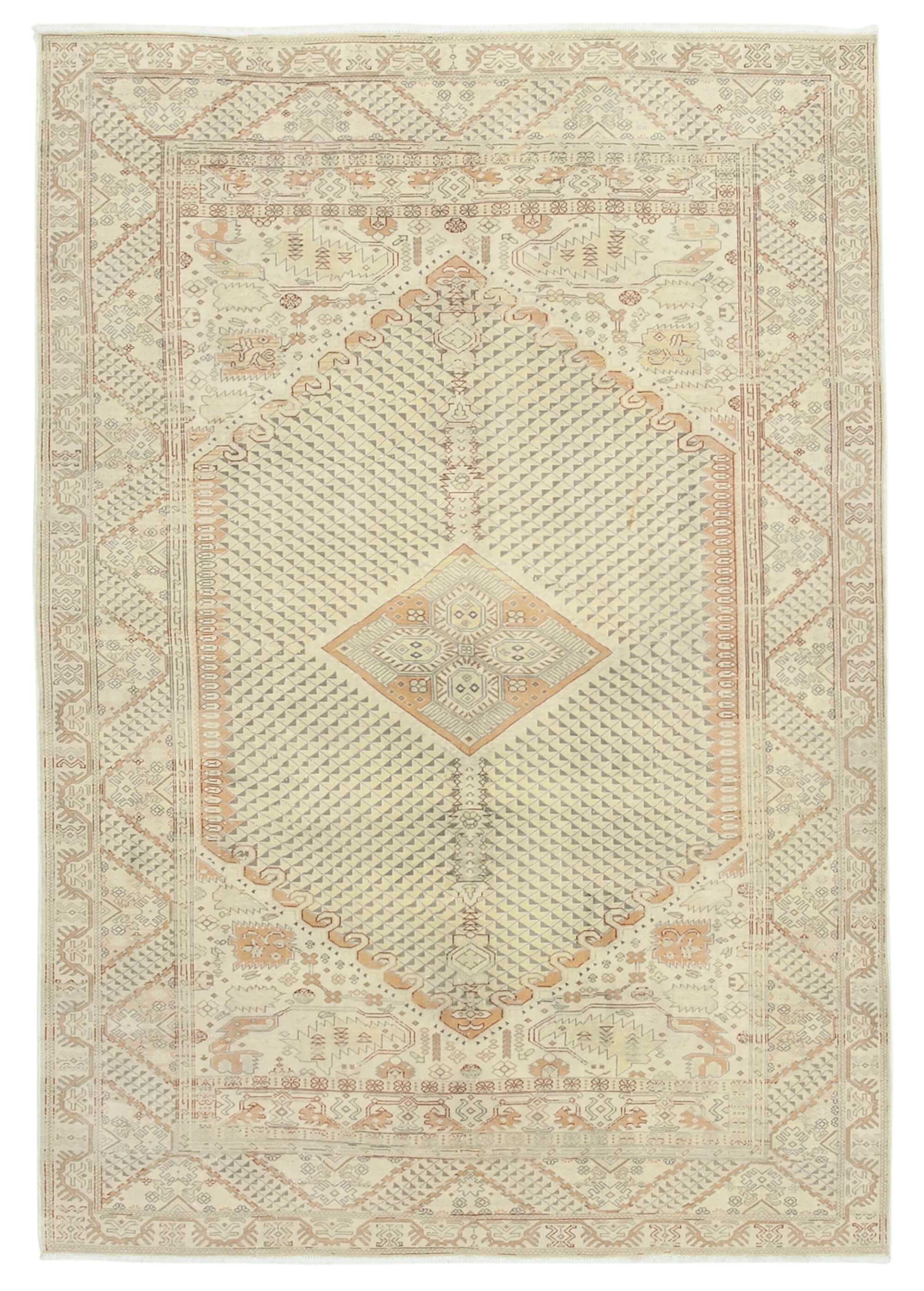 7 x 9 Beige Vintage Rug - 4986