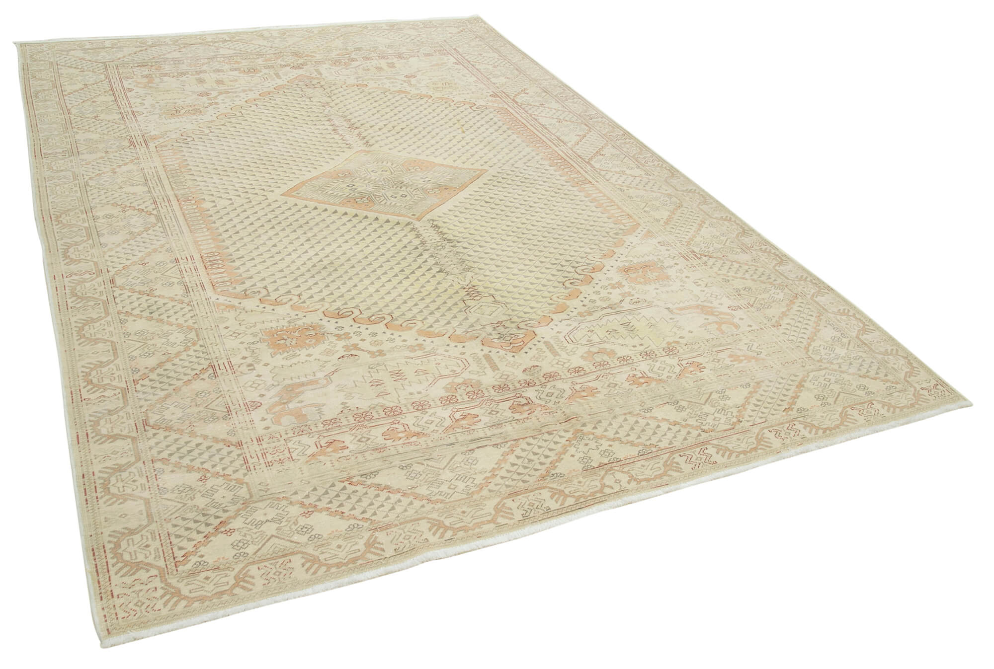 7 x 9 Beige Vintage Rug - 4986