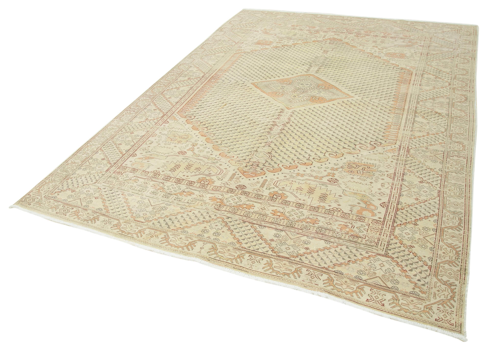 7 x 9 Beige Vintage Rug - 4986