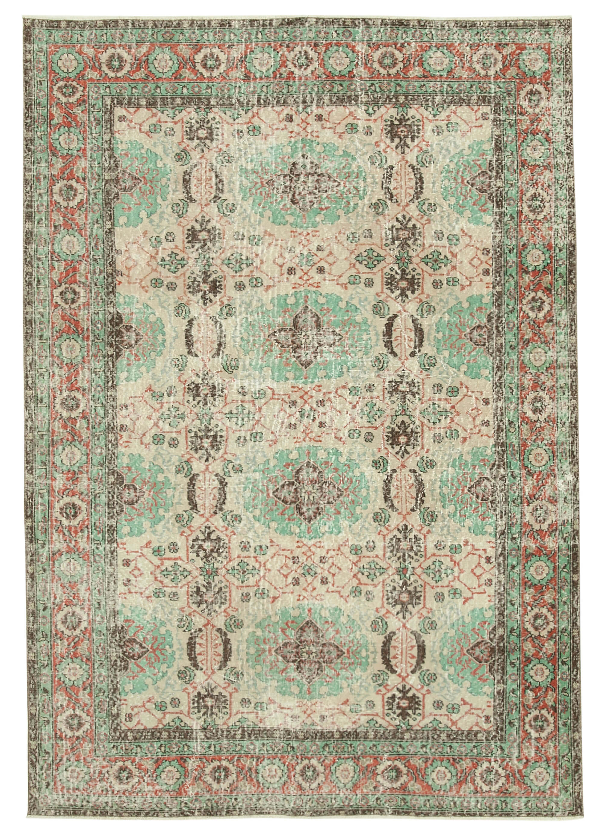 7 x 10 Beige Turkish Vintage Area Rug - 5030