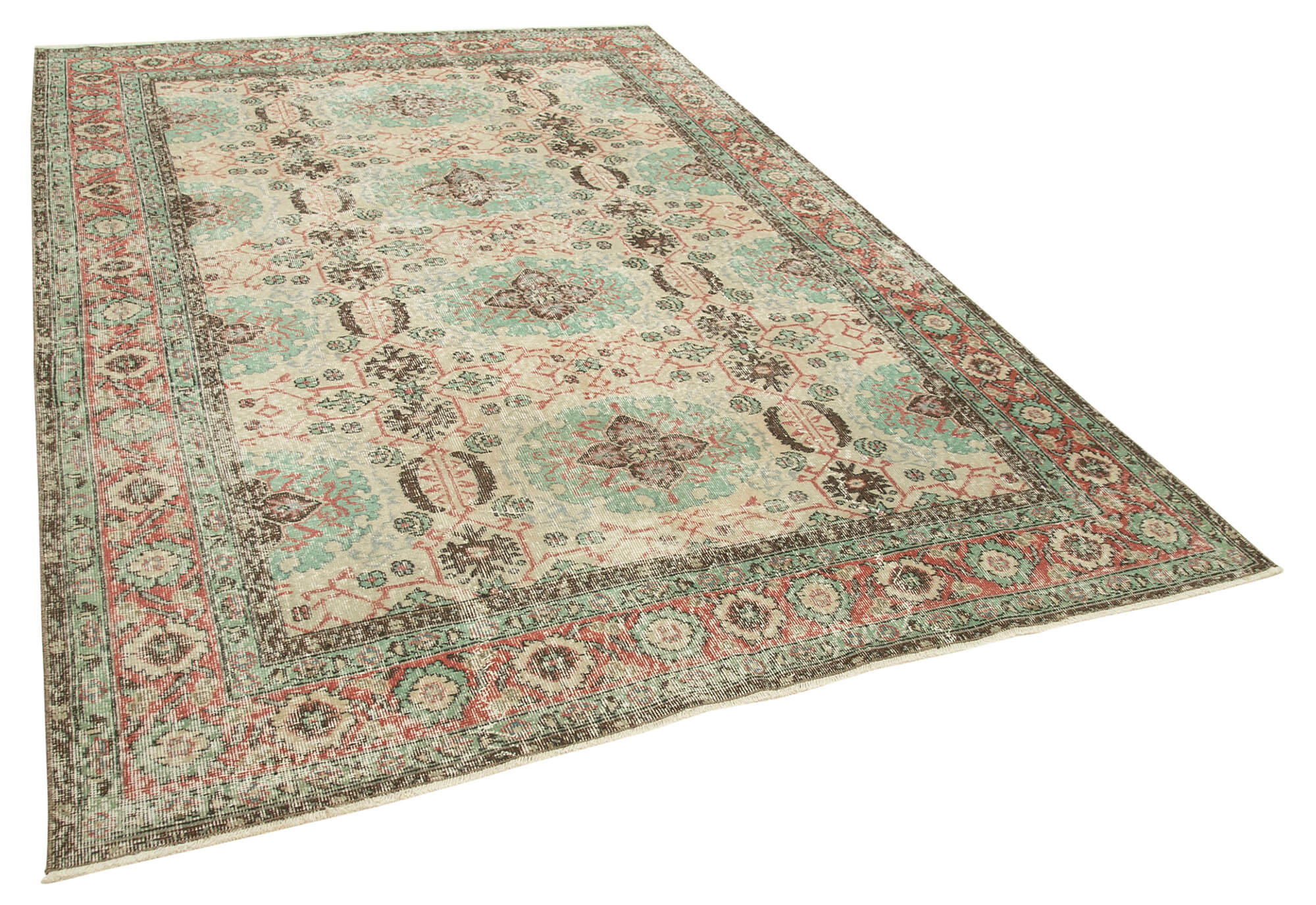 7 x 10 Beige Turkish Vintage Area Rug - 5030