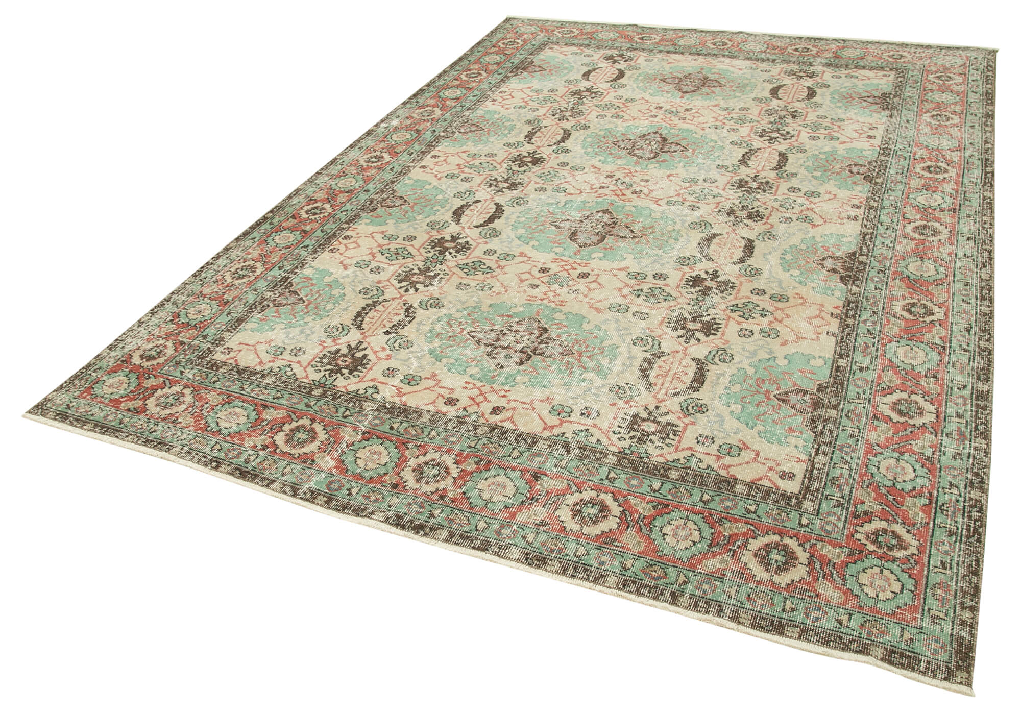 7 x 10 Beige Turkish Vintage Area Rug - 5030