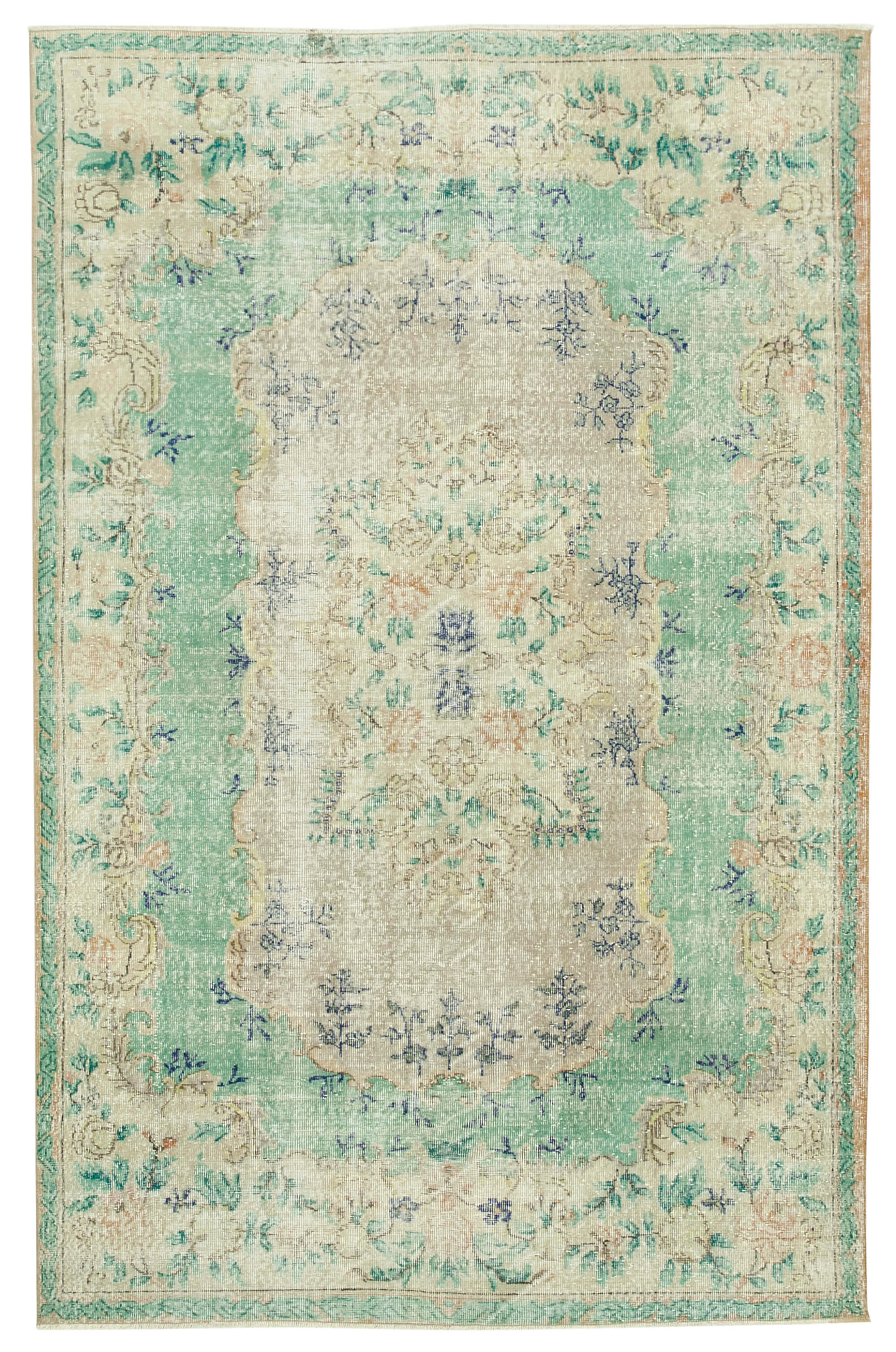 7 x 10 Beige Turkish Vintage Area Rug - 5031