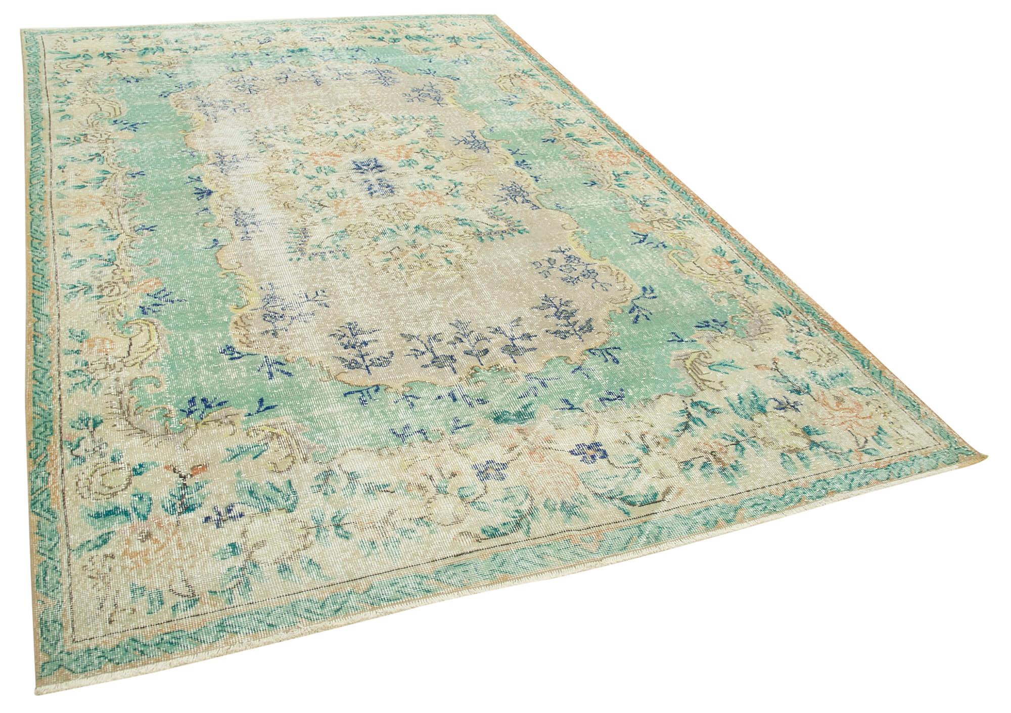 7 x 10 Beige Turkish Vintage Area Rug - 5031