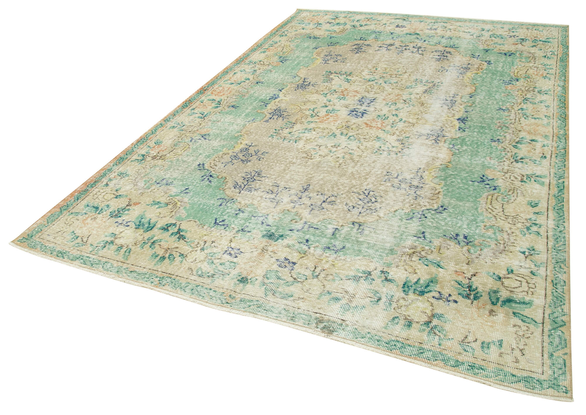 7 x 10 Beige Turkish Vintage Area Rug - 5031