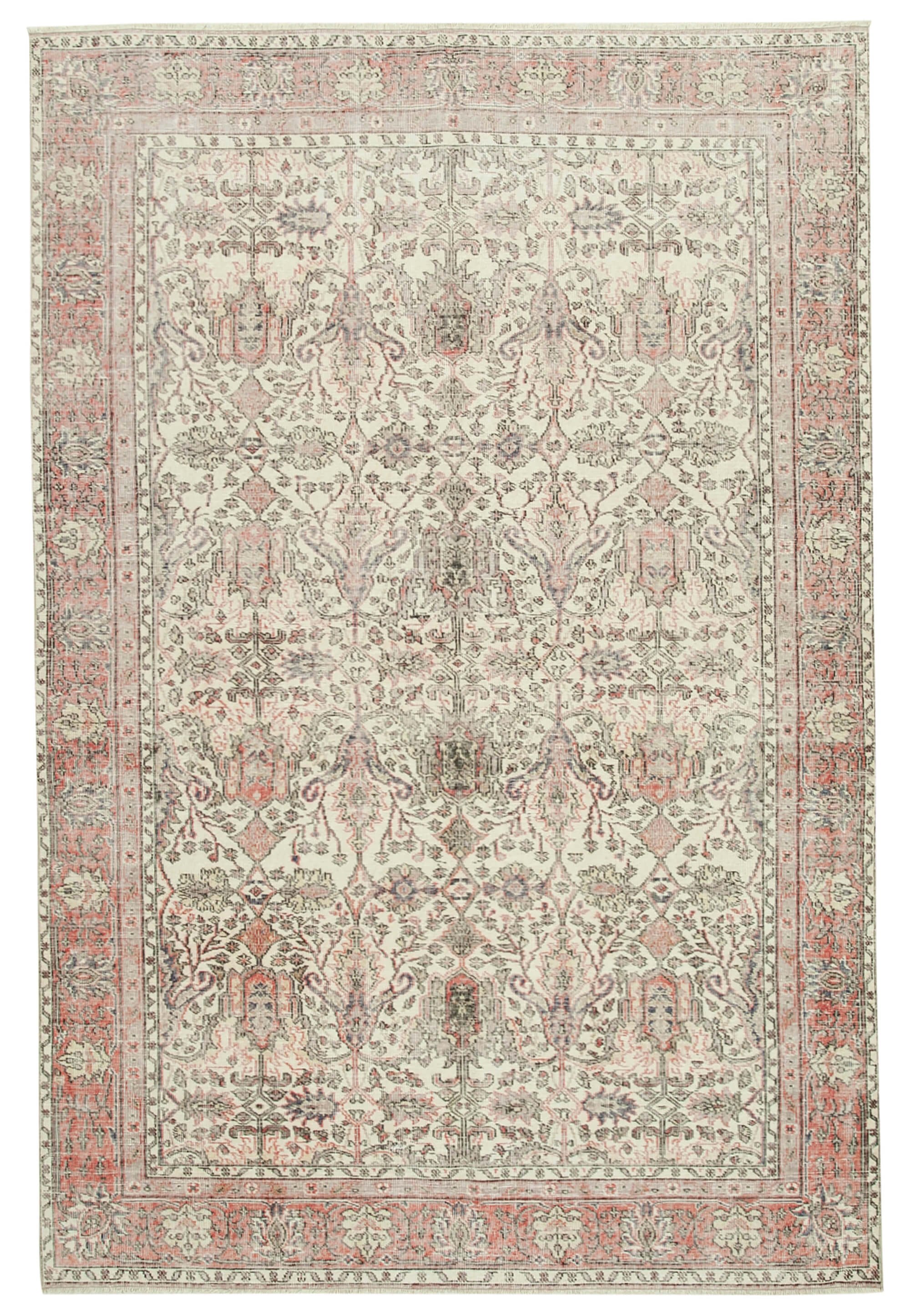 6 x 9 Beige Turkish Vintage Area Rug - 5033