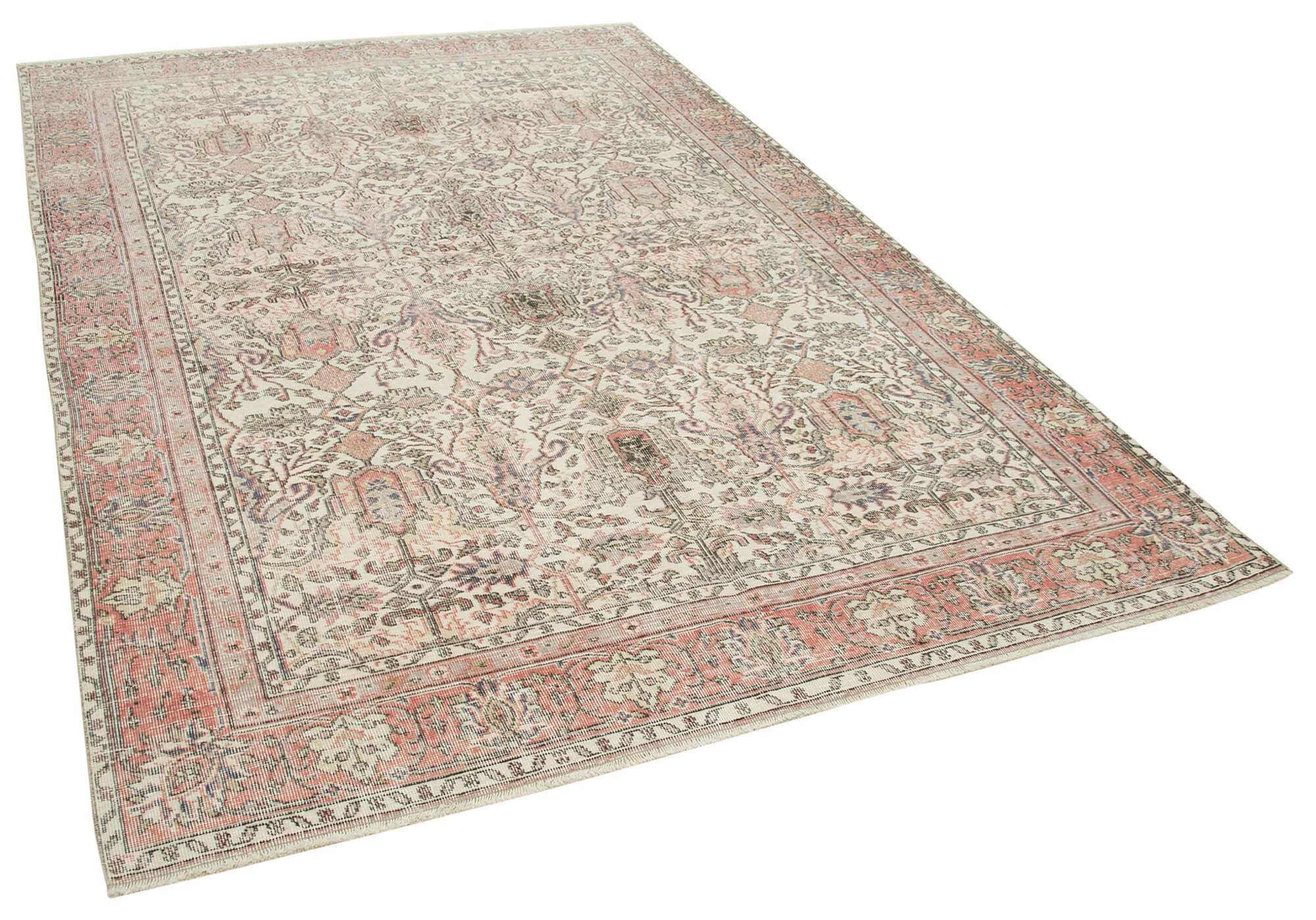 6 x 9 Beige Turkish Vintage Area Rug - 5033