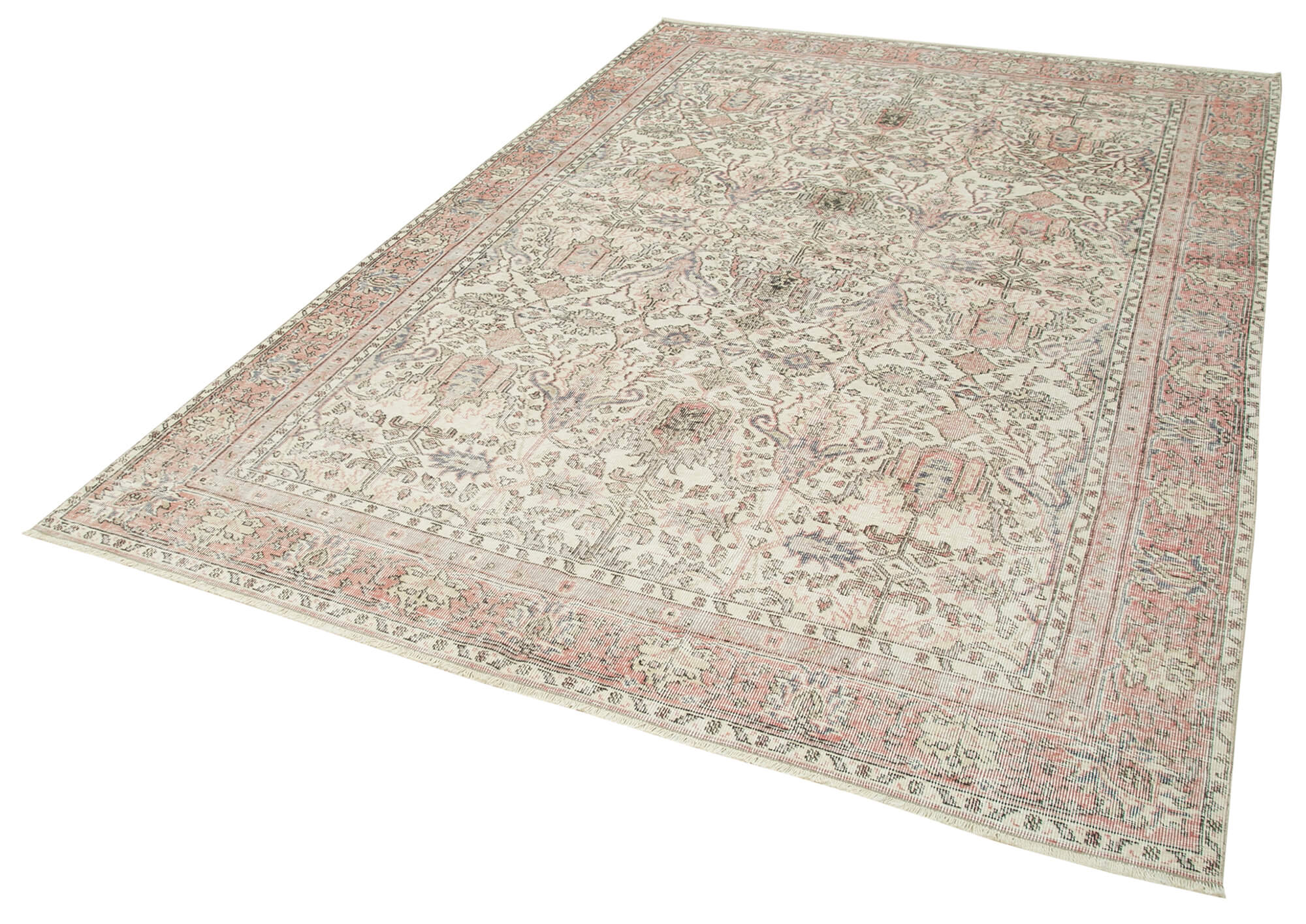 6 x 9 Beige Turkish Vintage Area Rug - 5033