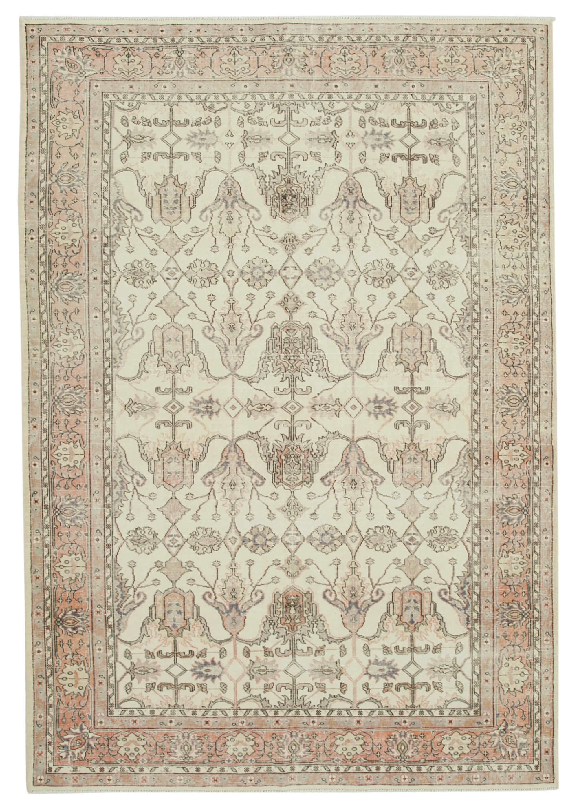 7 x 10 Beige Turkish Vintage Area Rug - 5058