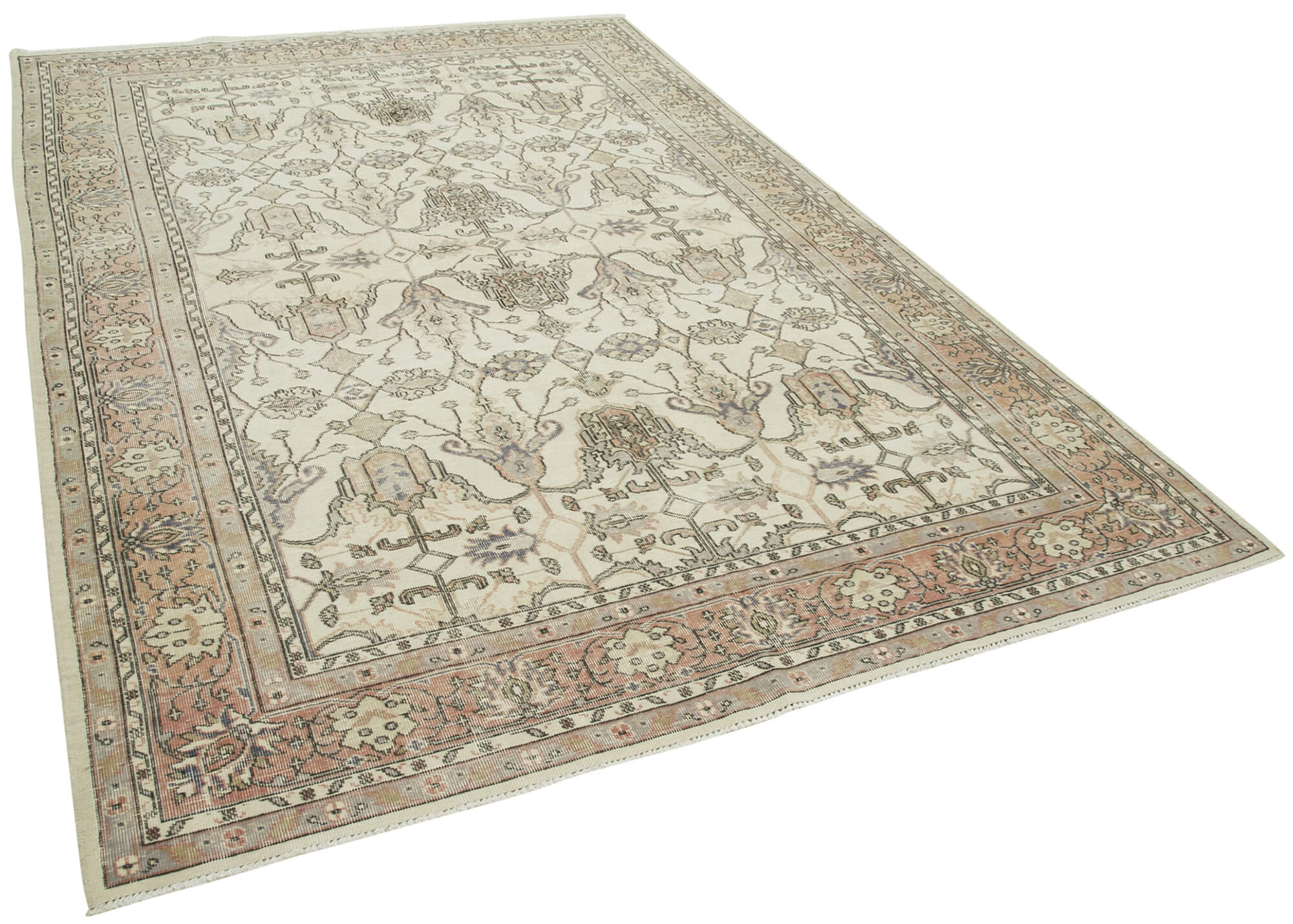 7 x 10 Beige Turkish Vintage Area Rug - 5058