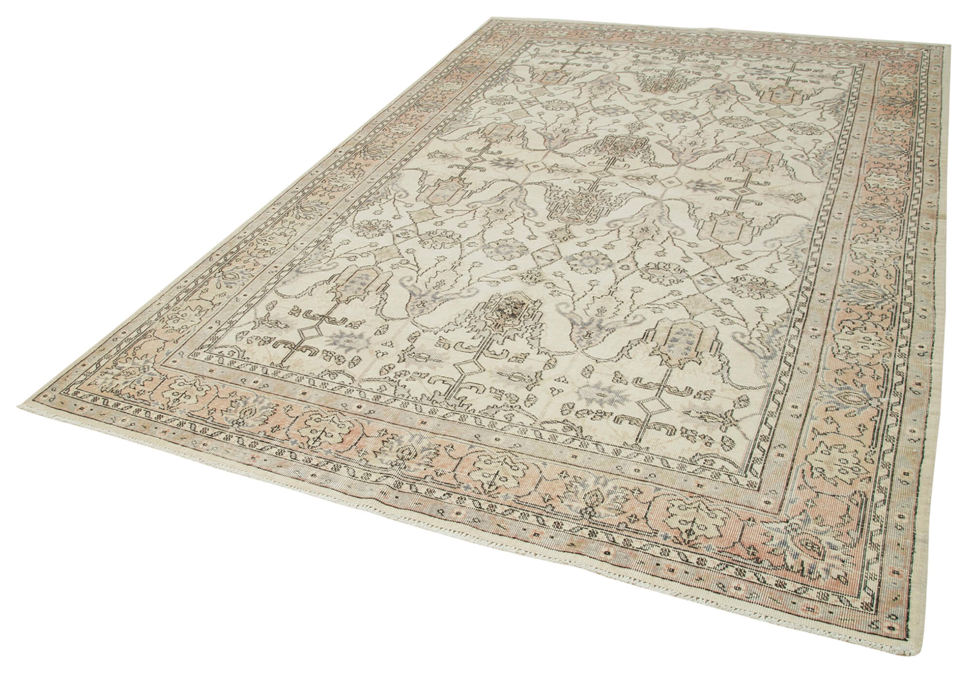 7 x 10 Beige Turkish Vintage Area Rug - 5058