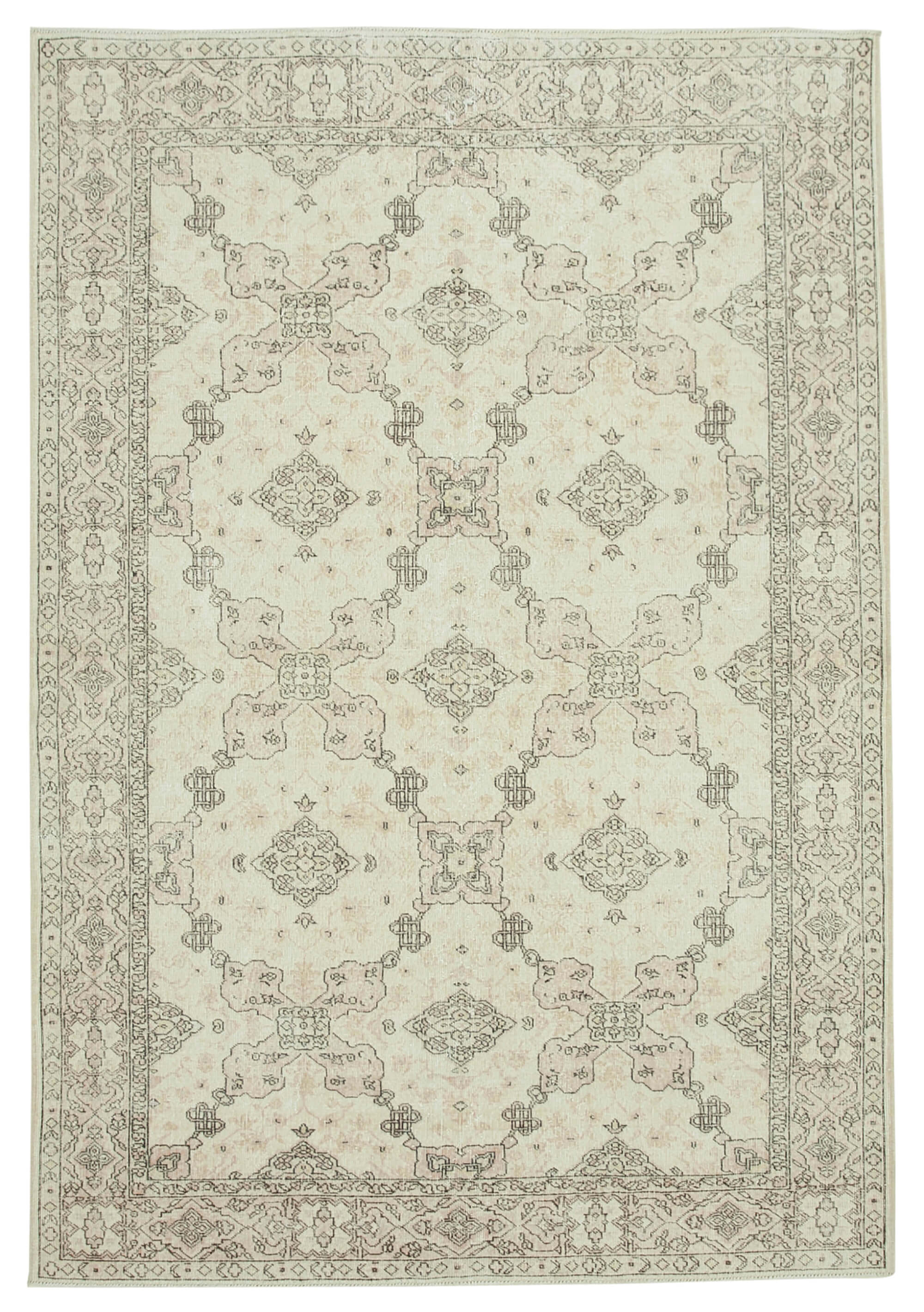 7 x 10 Beige Turkish Vintage Area Rug - 5062