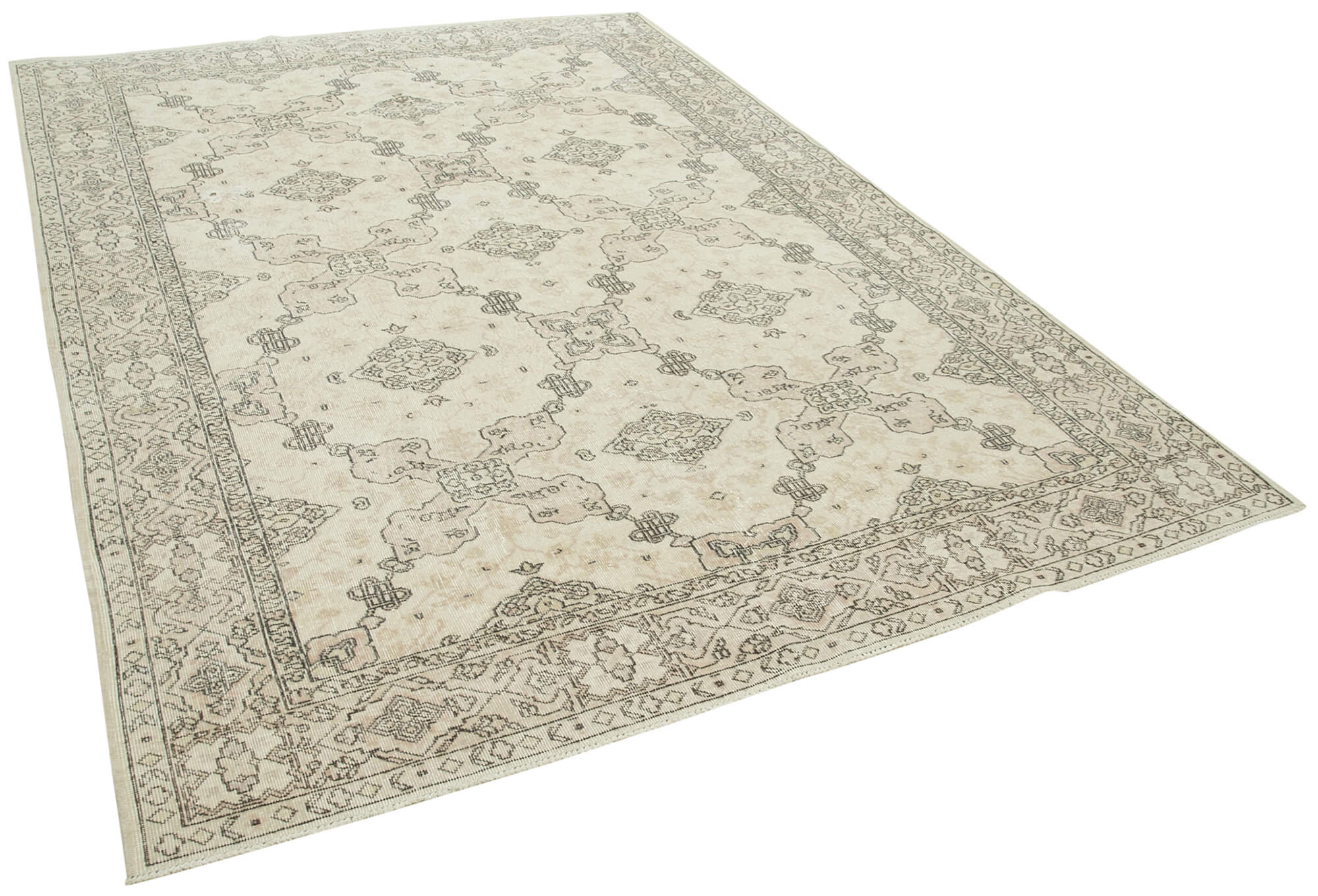 7 x 10 Beige Turkish Vintage Area Rug - 5062