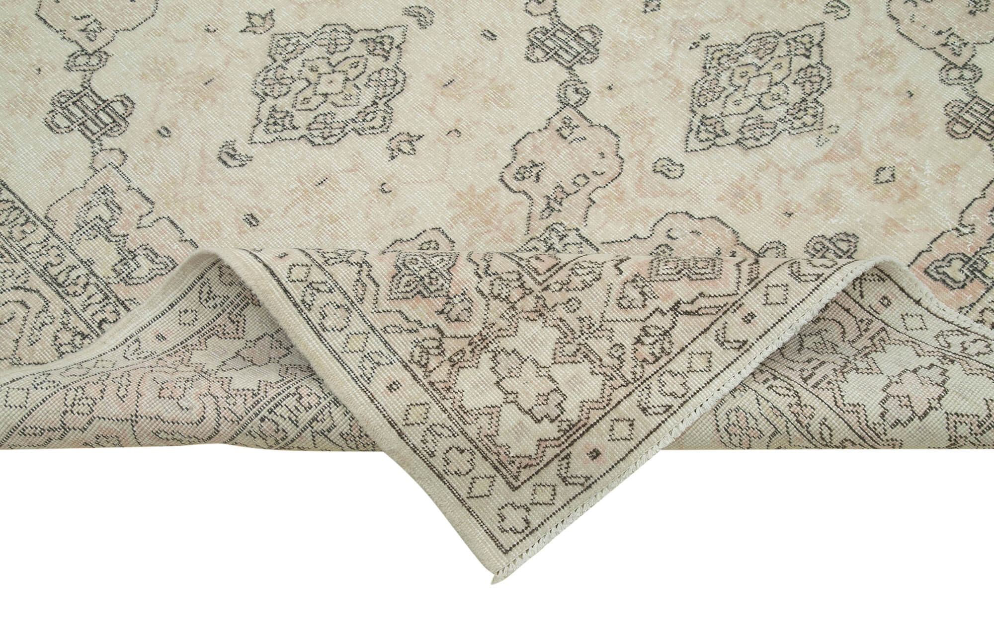 7 x 10 Beige Turkish Vintage Area Rug - 5062