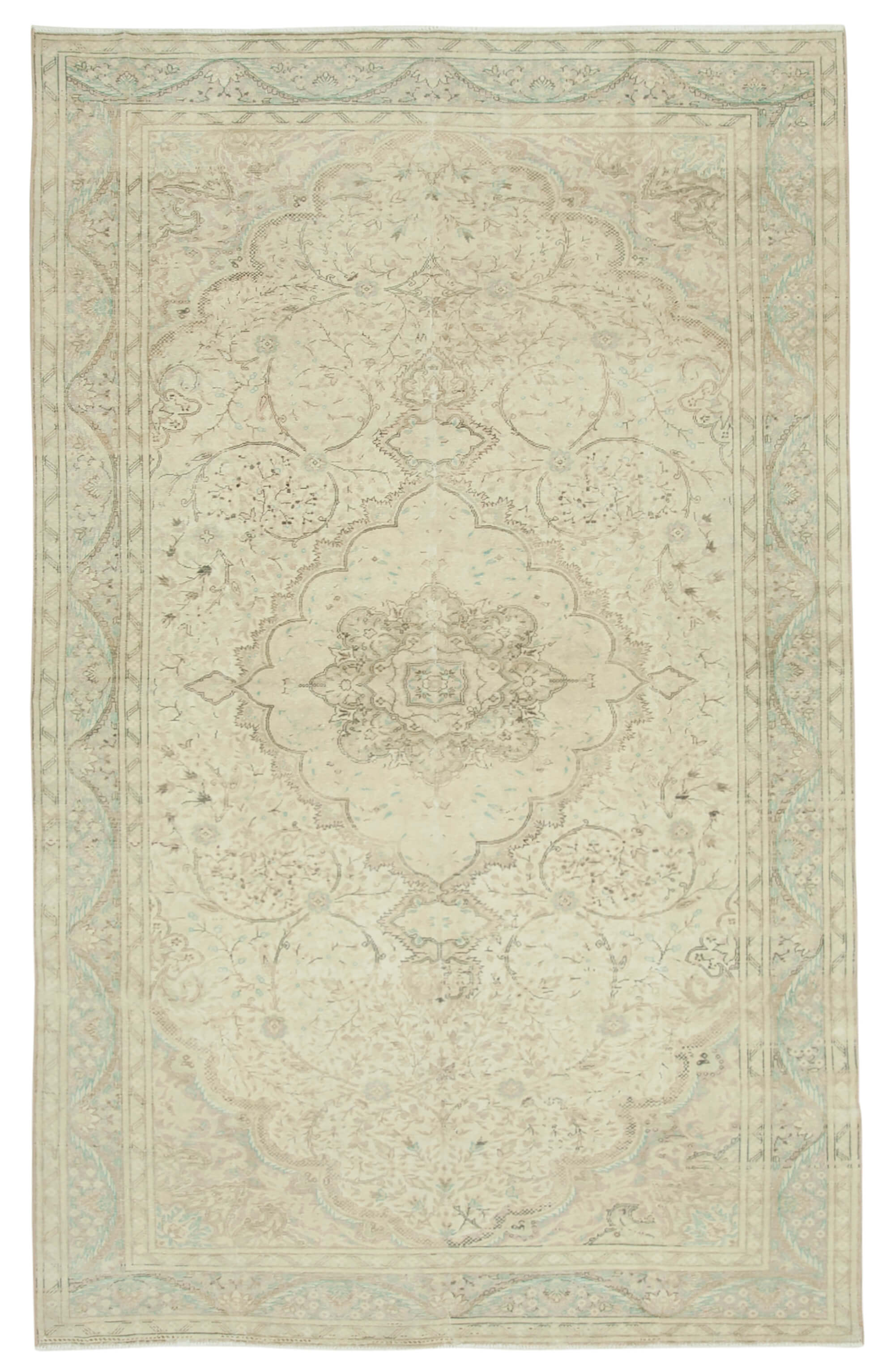 7 x 12 Beige Vintage Rug - 5096