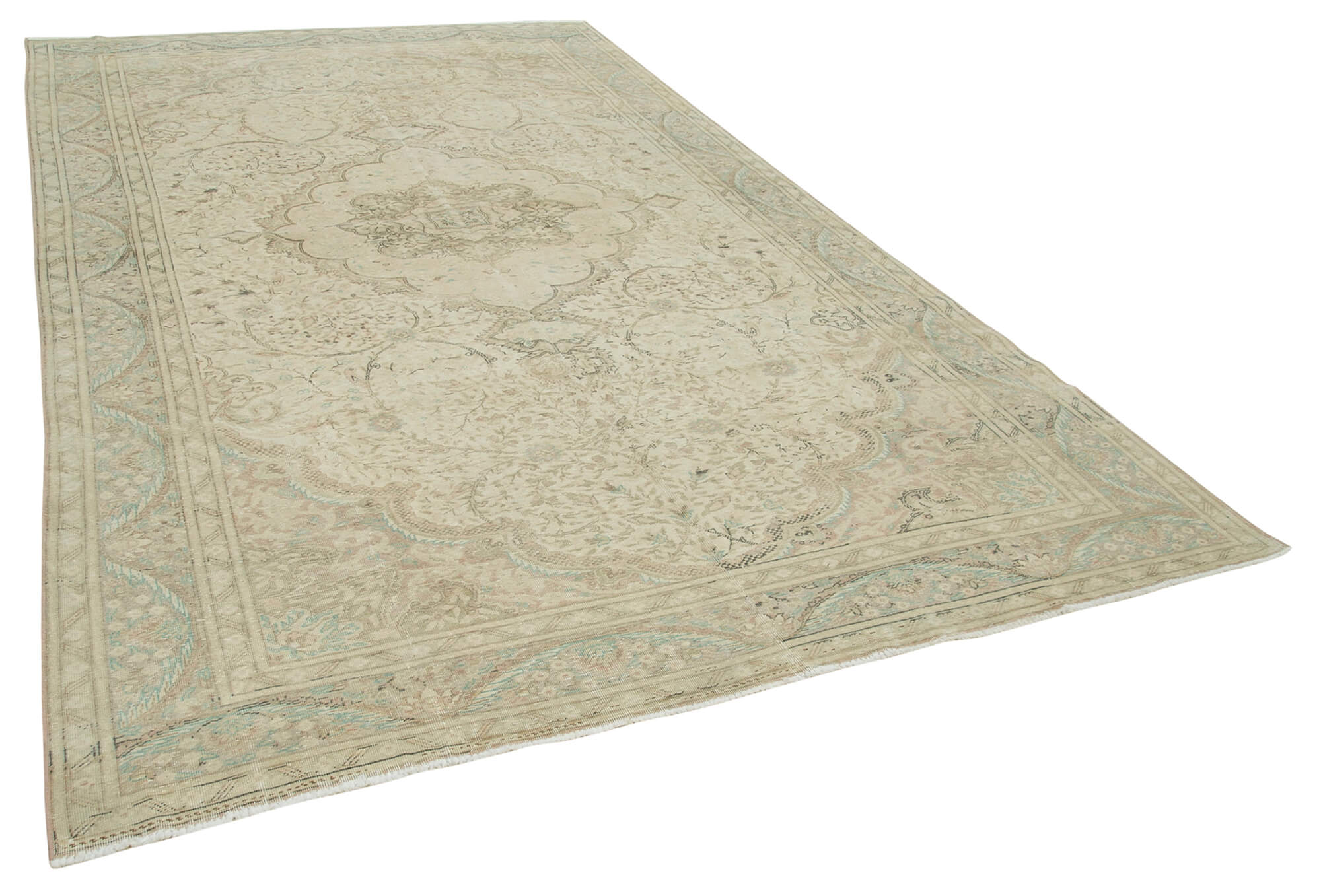 7 x 12 Beige Vintage Rug - 5096