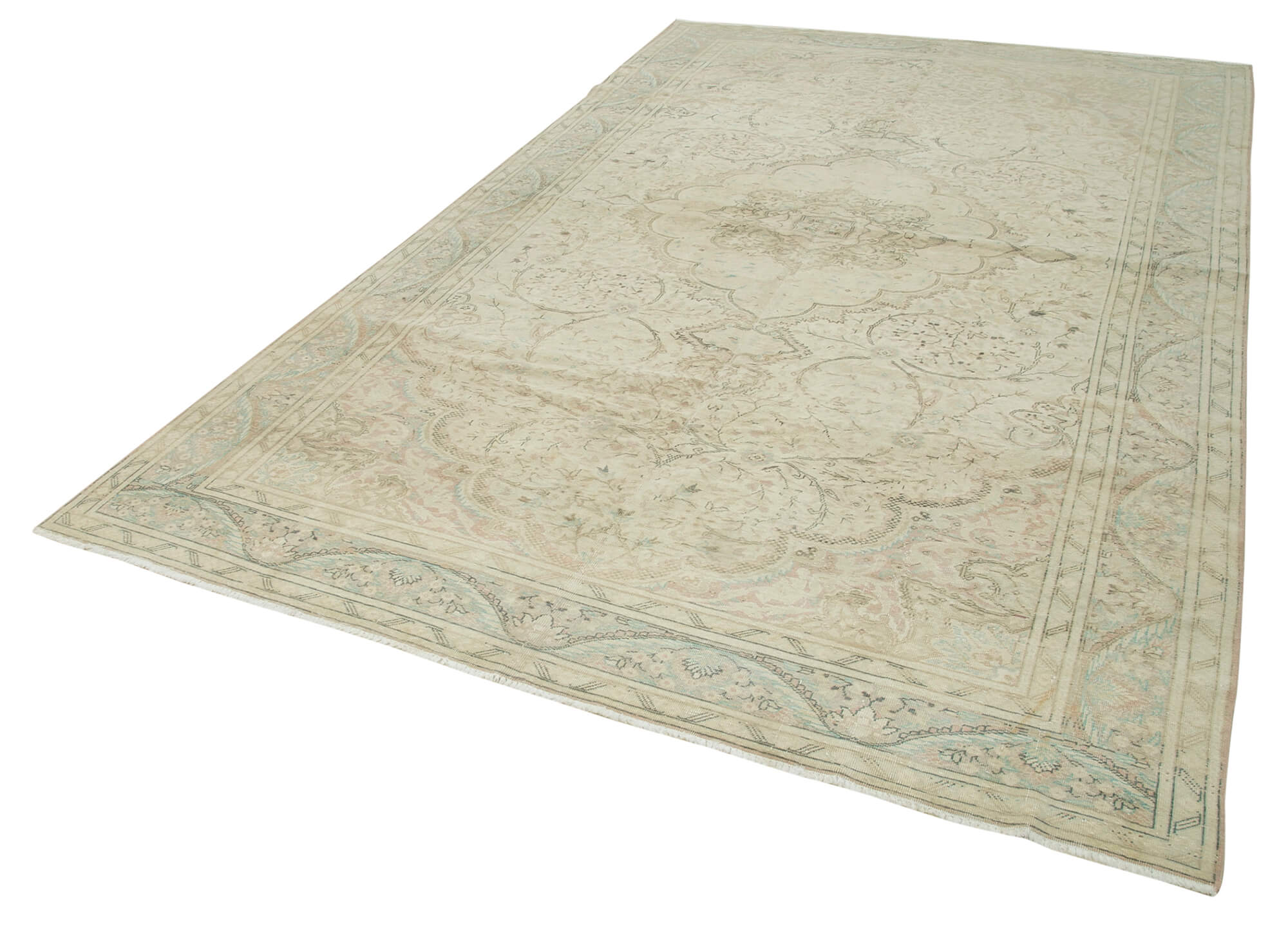 7 x 12 Beige Vintage Rug - 5096