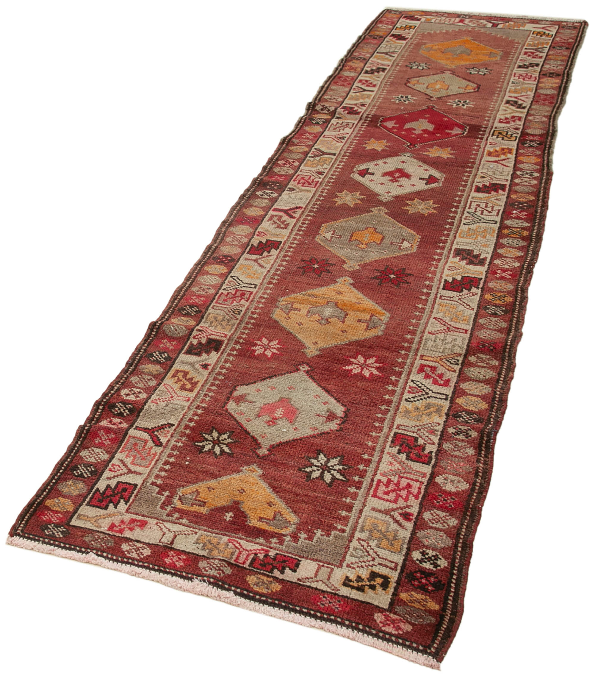 3 x 11 Red Boho Runner Rugs - 5098