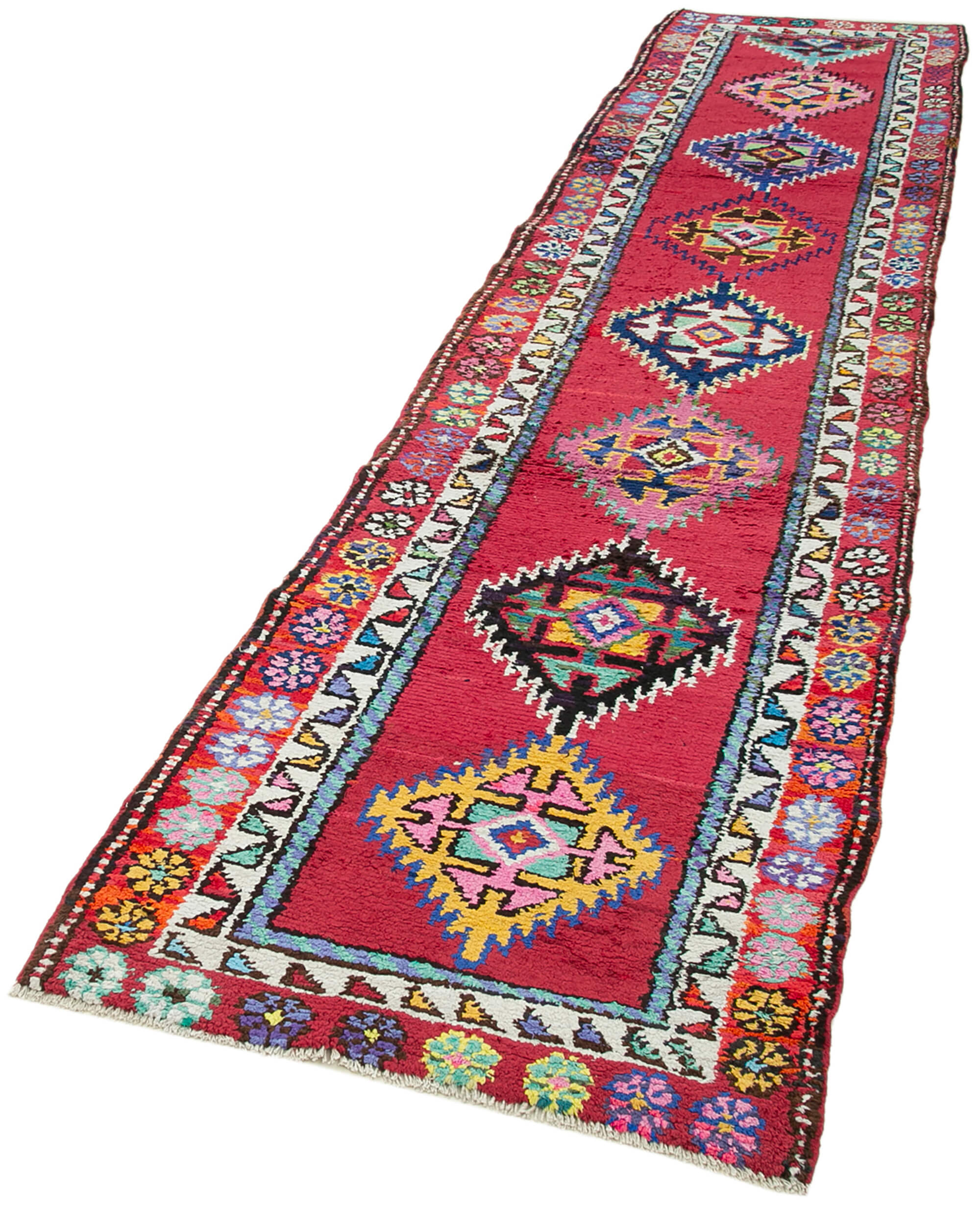 3 x 13 Red Boho Runner Rugs - 5100