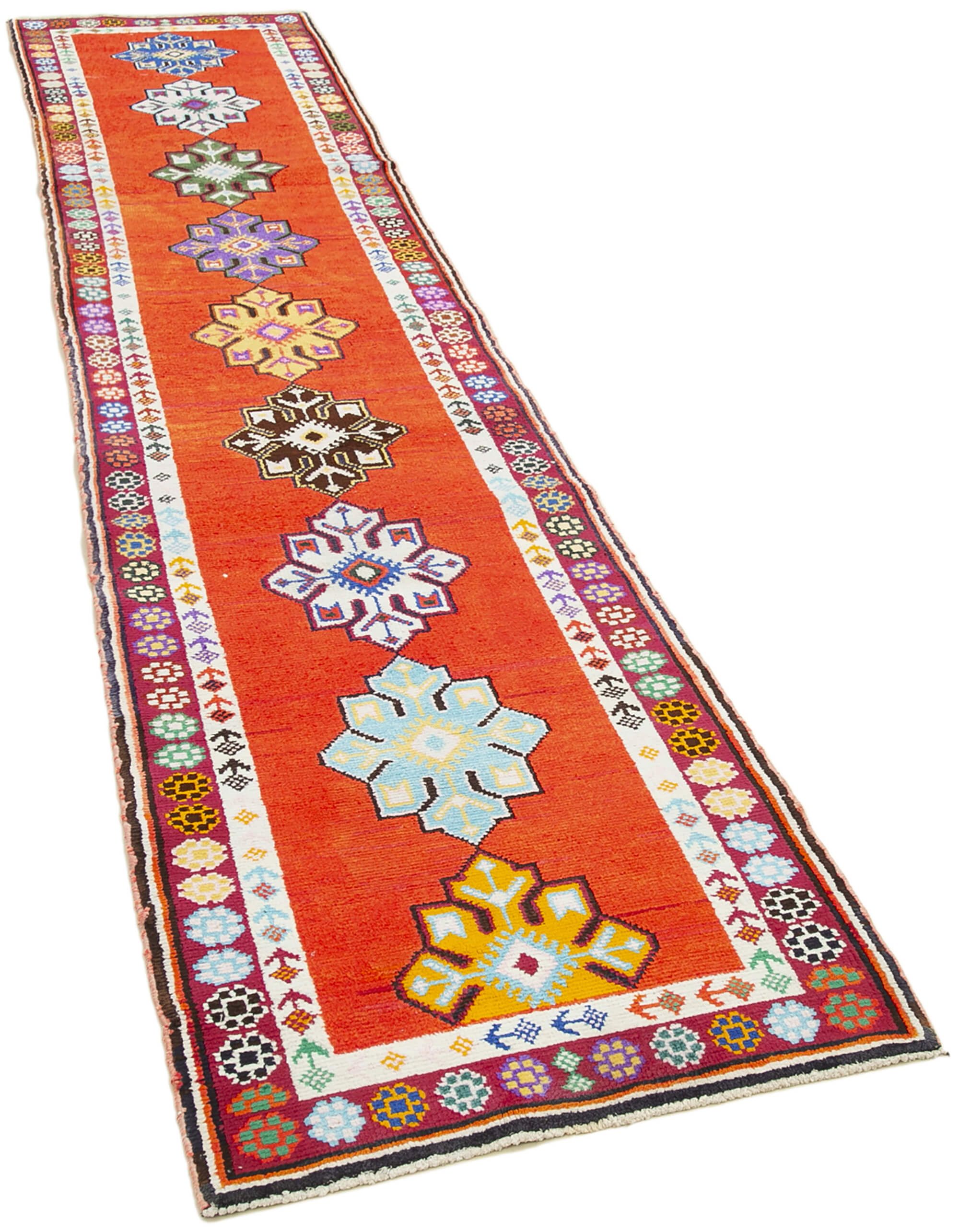 3 x 12 Orange Boho Runner Rugs - 5101