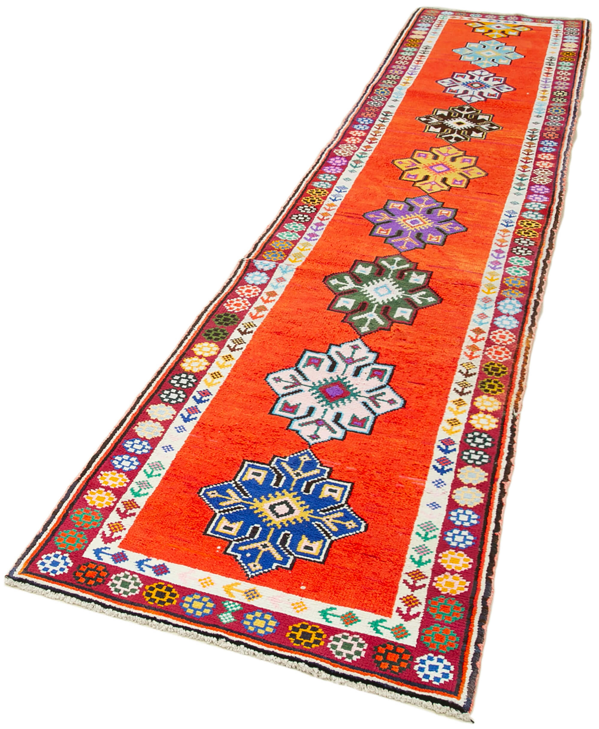 3 x 12 Orange Boho Runner Rugs - 5101