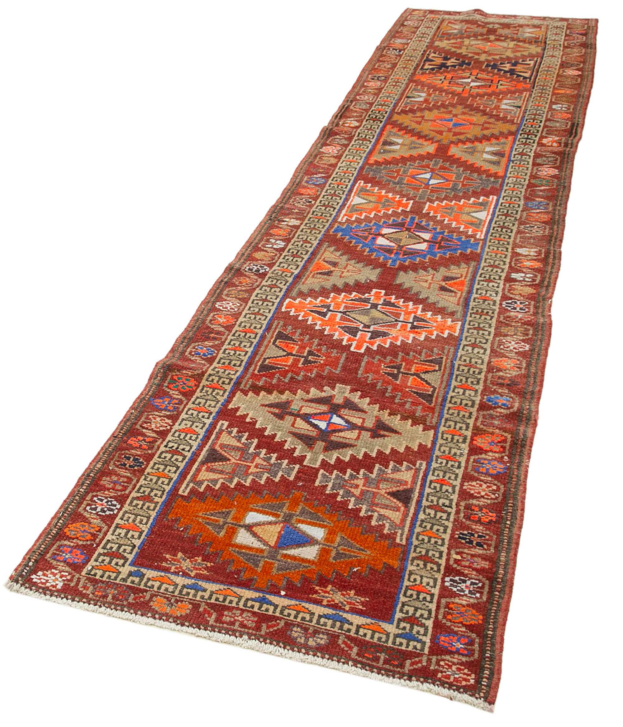 3 x 11 Red Boho Runner Rugs - 5103