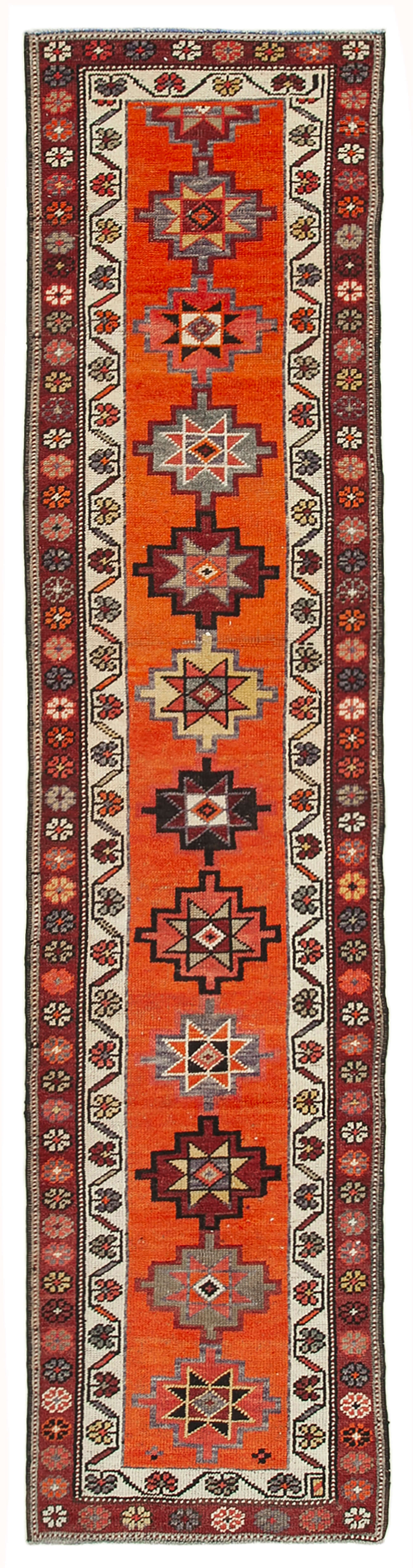 3 x 12 Orange Boho Runner Rugs - 5104