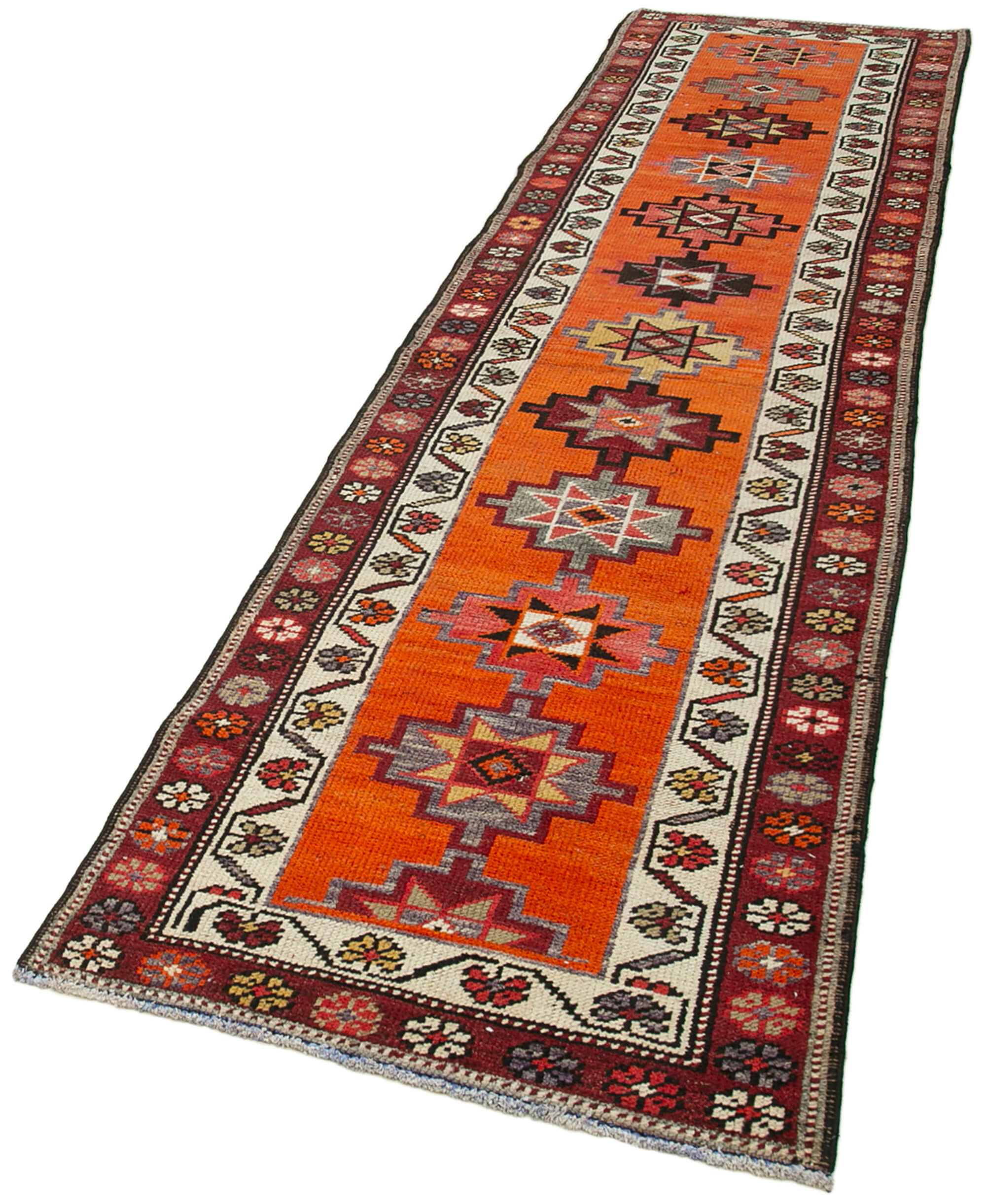 3 x 12 Orange Boho Runner Rugs - 5104